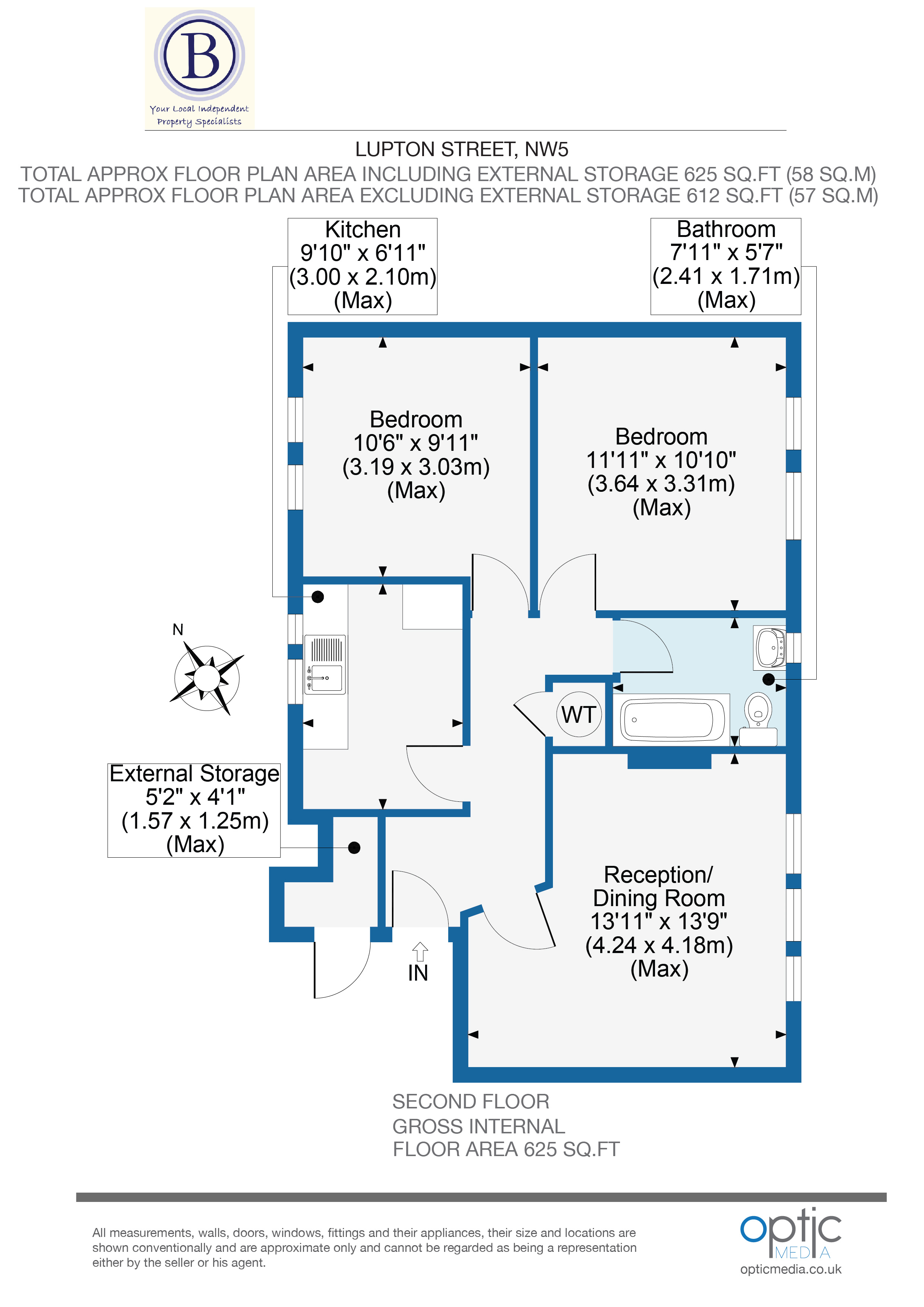 2 bed flat for sale in Lupton Street - Property Floorplan