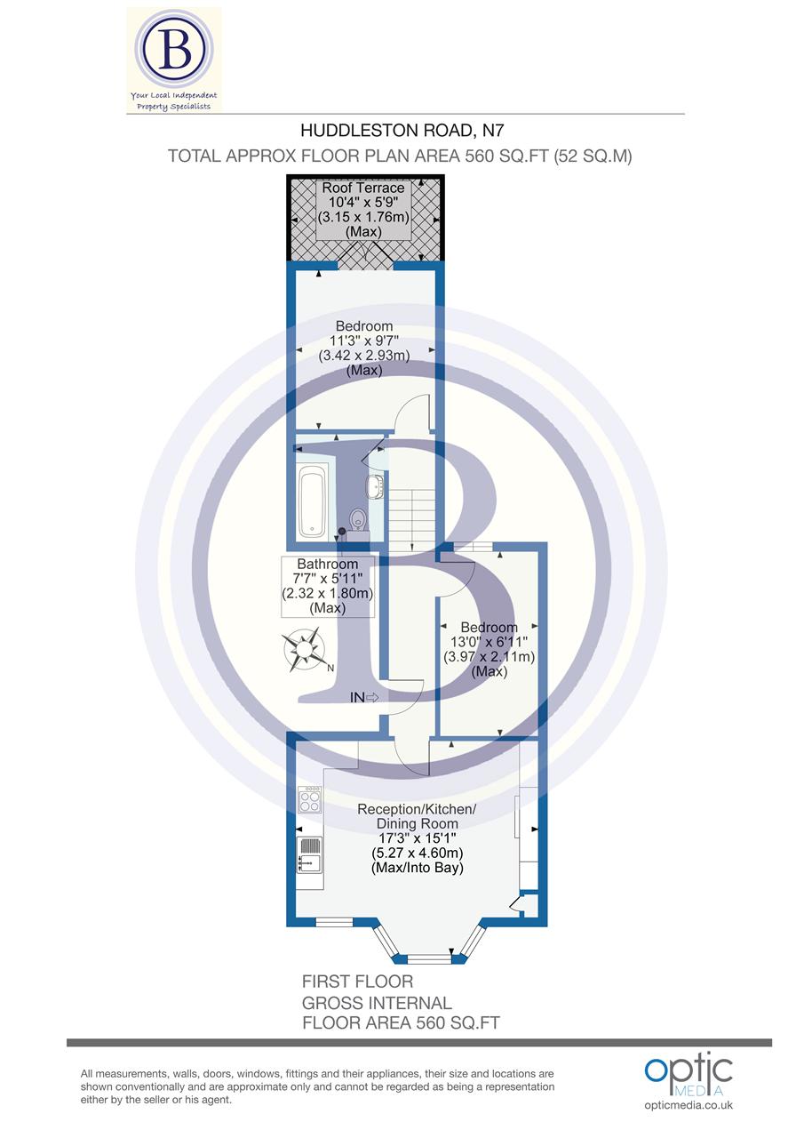 2 bed flat for sale in Huddleston Road - Property Floorplan