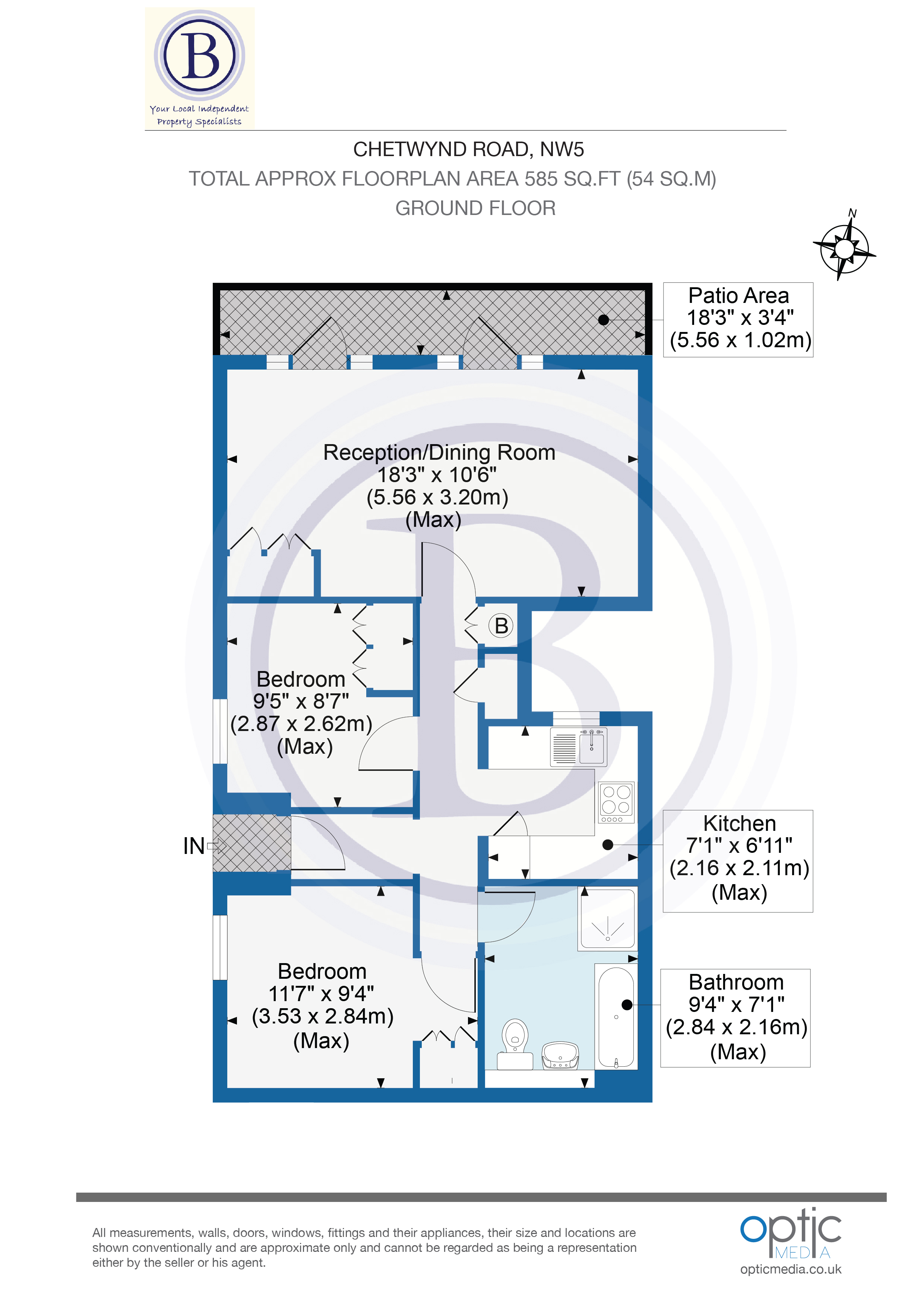 2 bed flat for sale in Chetwynd Road - Property Floorplan