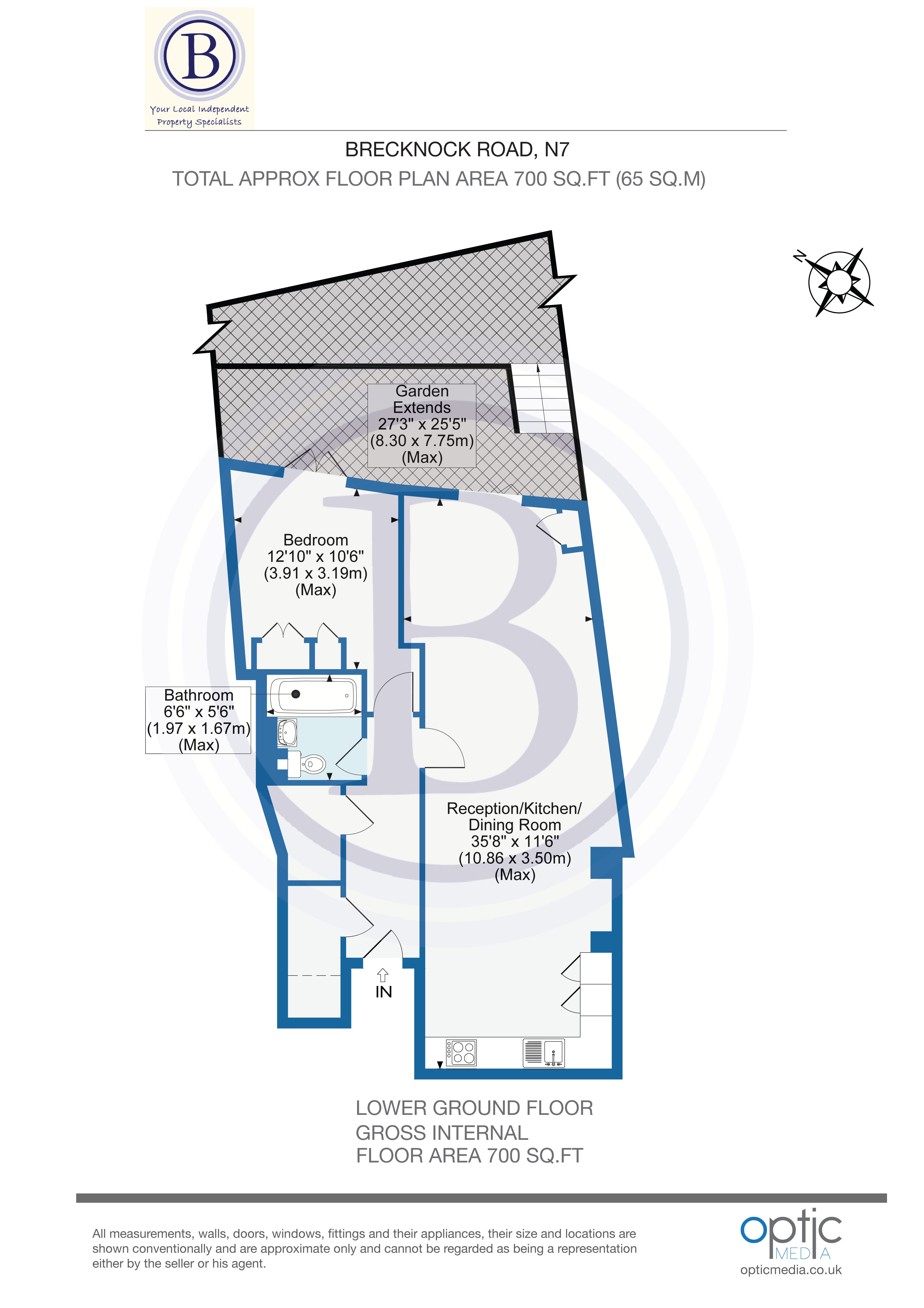 1 bed flat for sale in Brecknock Road - Property Floorplan