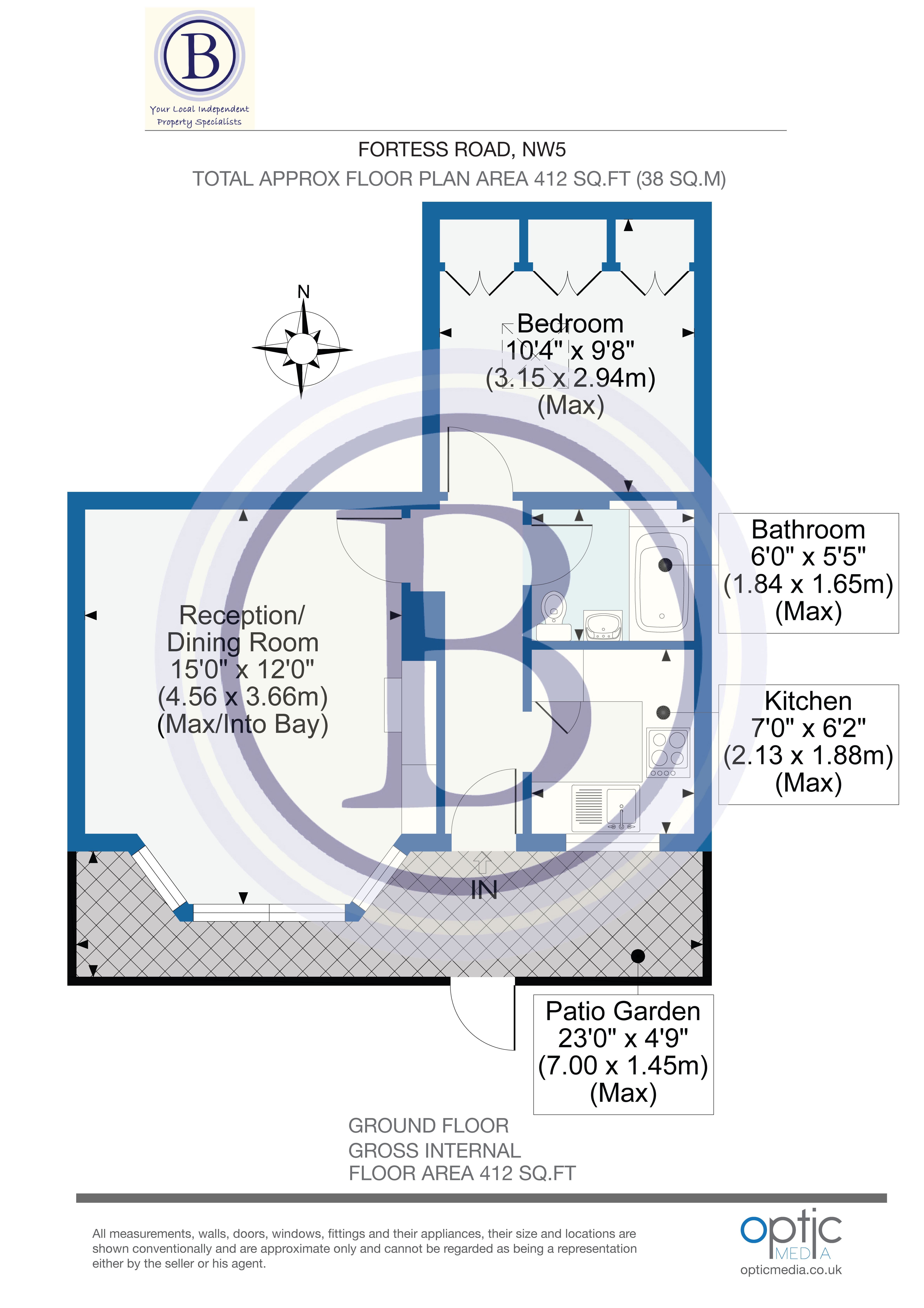 1 bed flat for sale in Fortess Road - Property Floorplan