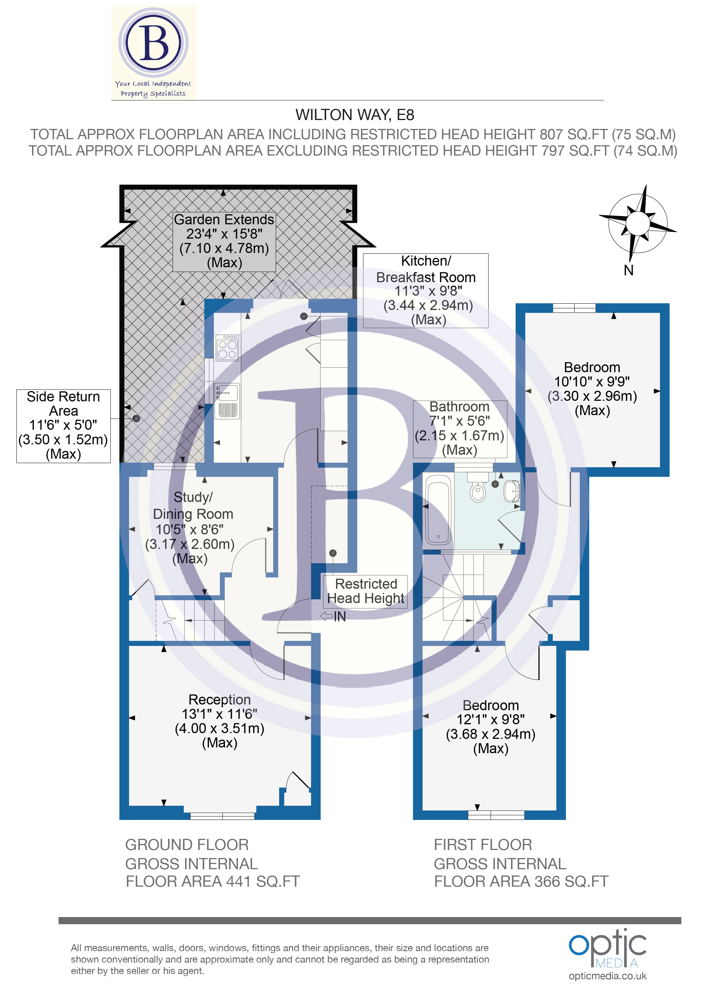 2 bed flat to rent in Wilton Way - Property Floorplan