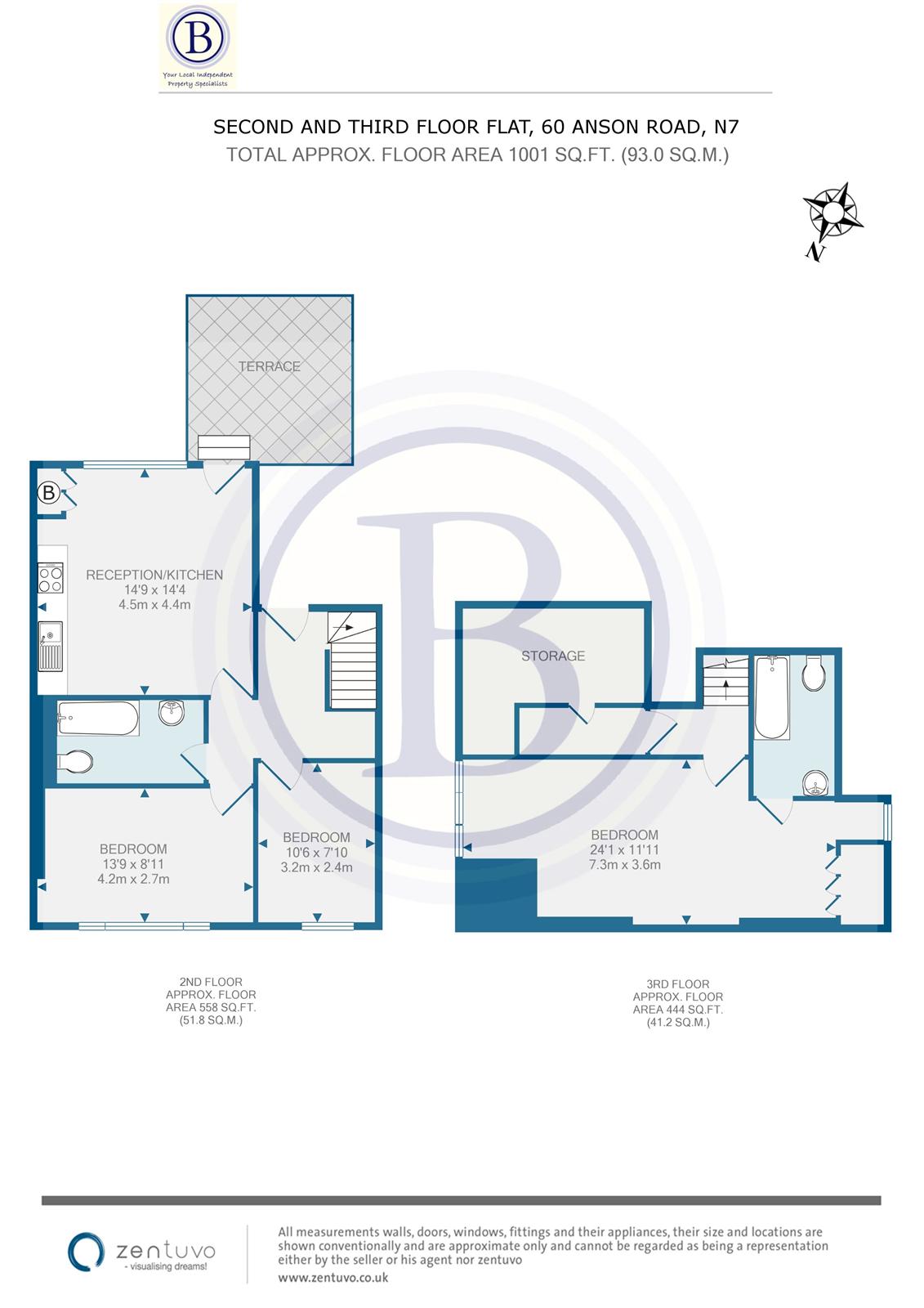 3 bed flat to rent in Anson Road - Property Floorplan