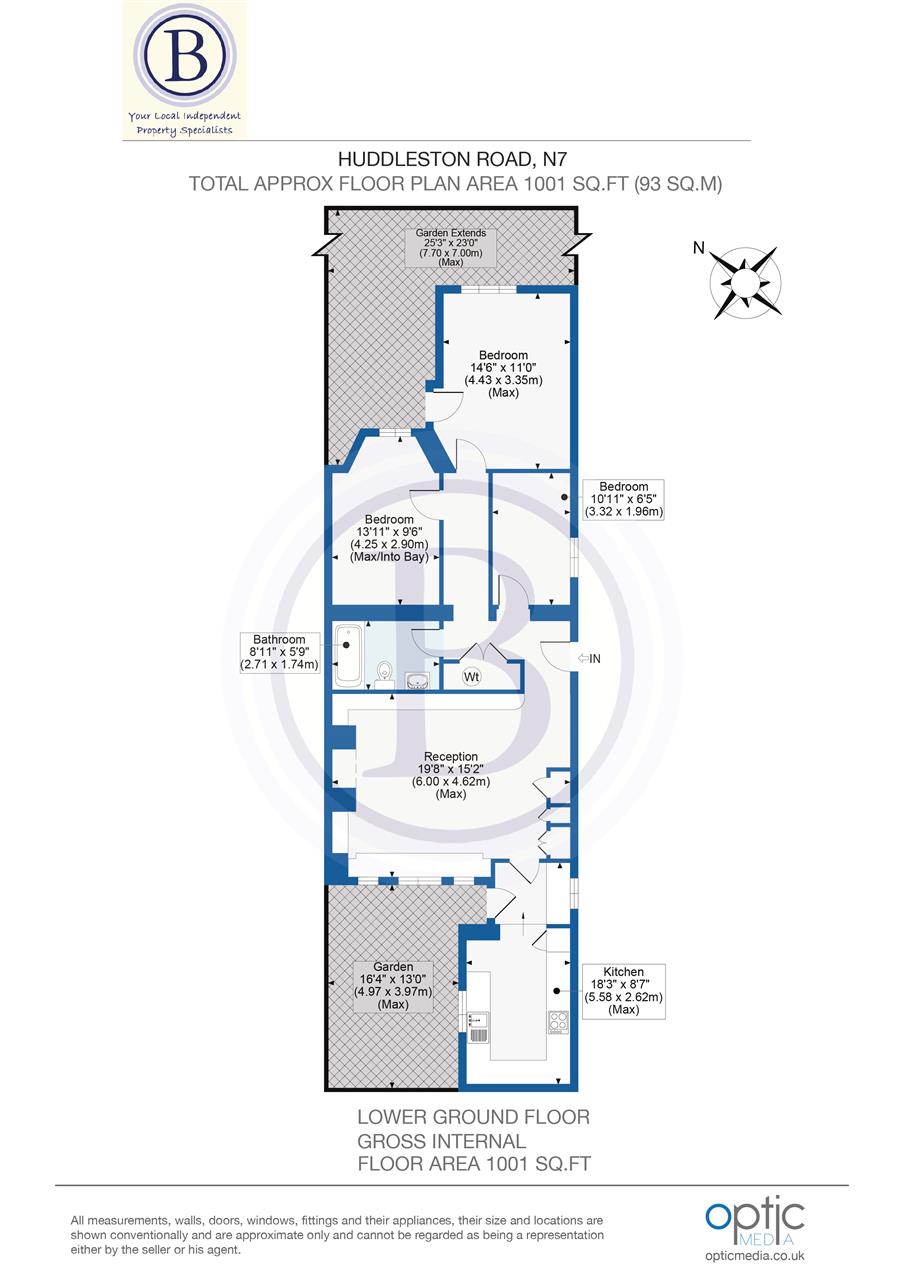 3 bed flat for sale in Huddleston Road - Property Floorplan