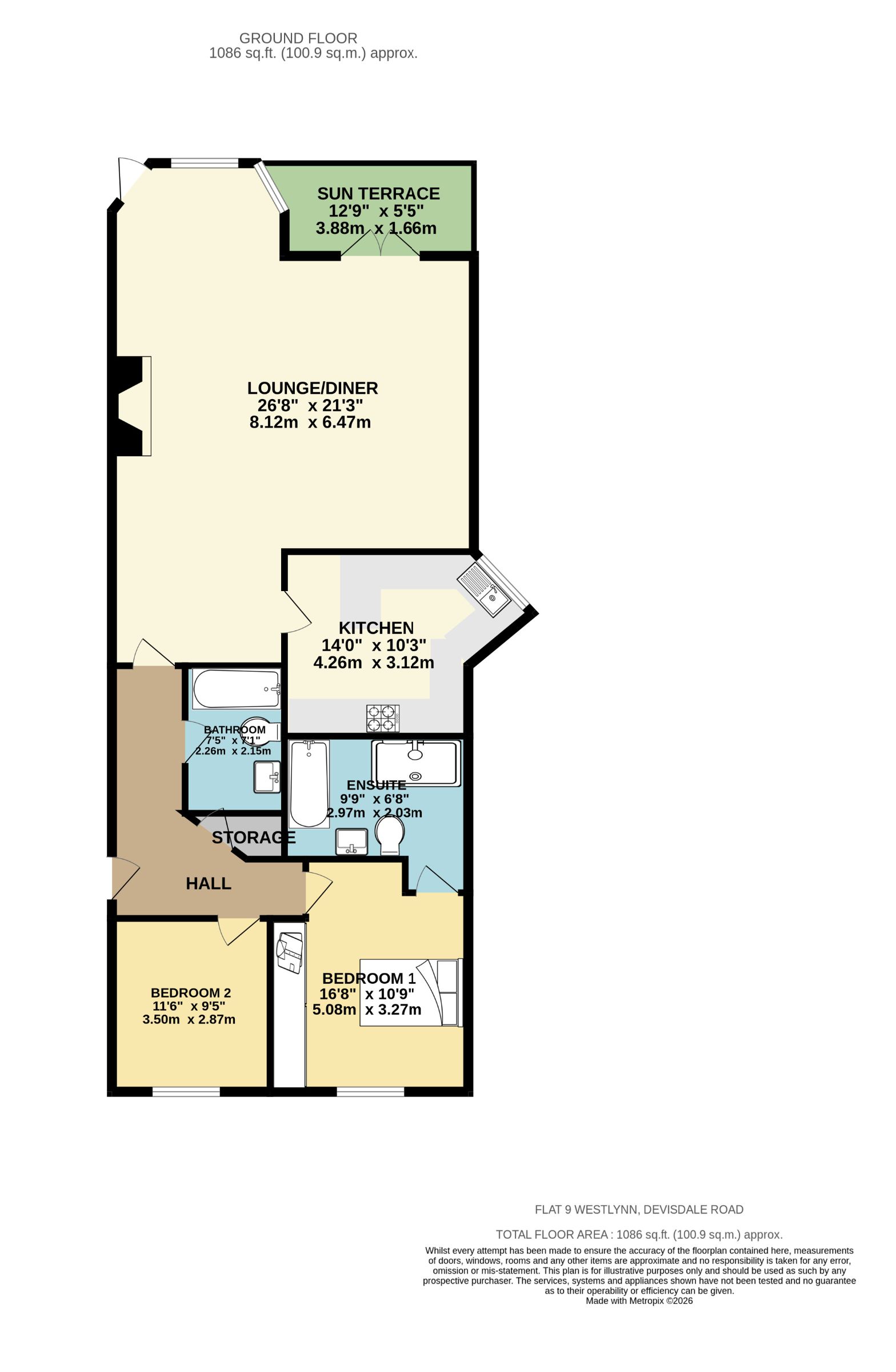 2 bed flat for sale in West Lynn, Devisdale Road, Altrincham - Property floorplan