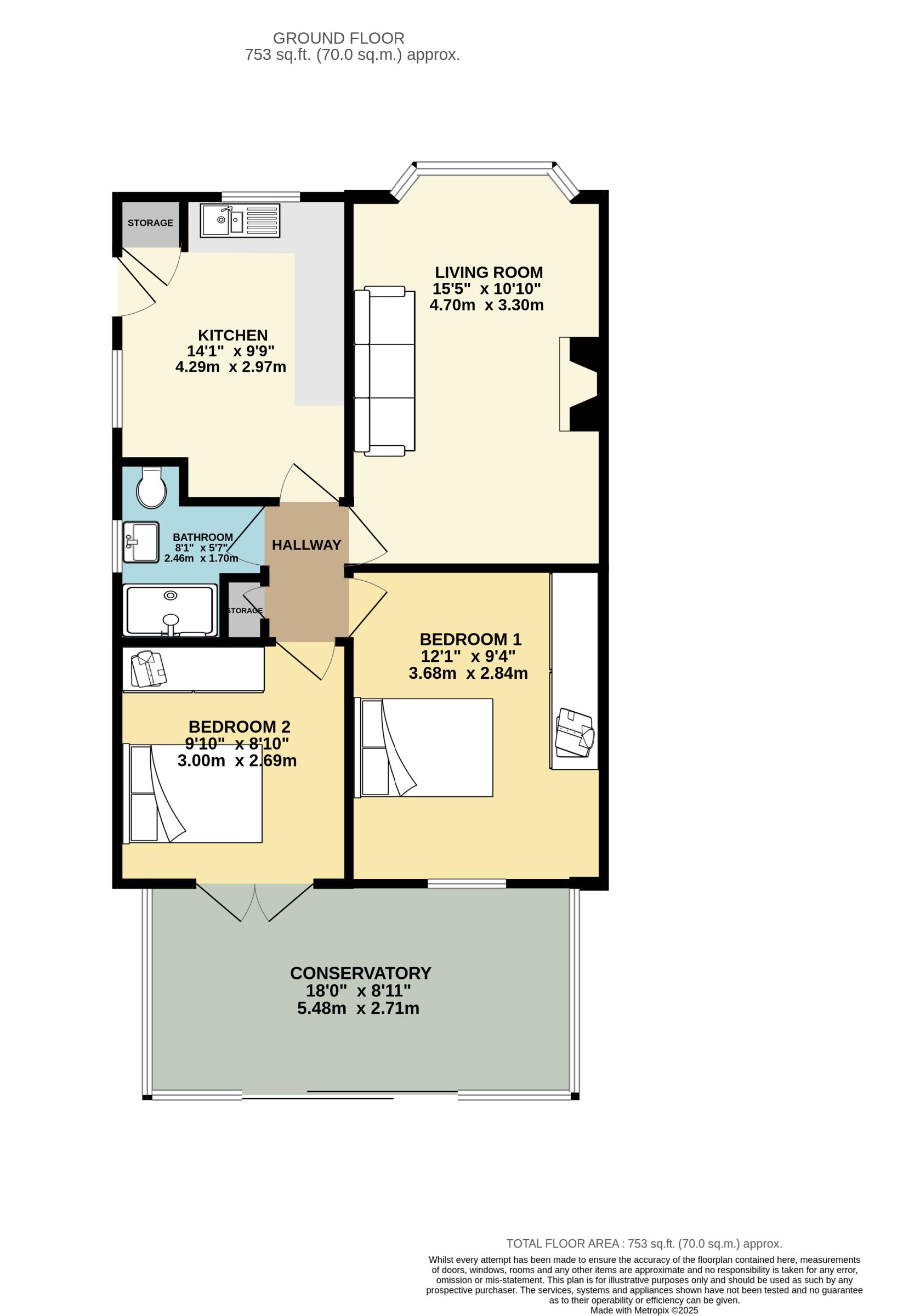 2 bed bungalow for sale in Portloe Road, Heald Green, Cheadle - Property floorplan