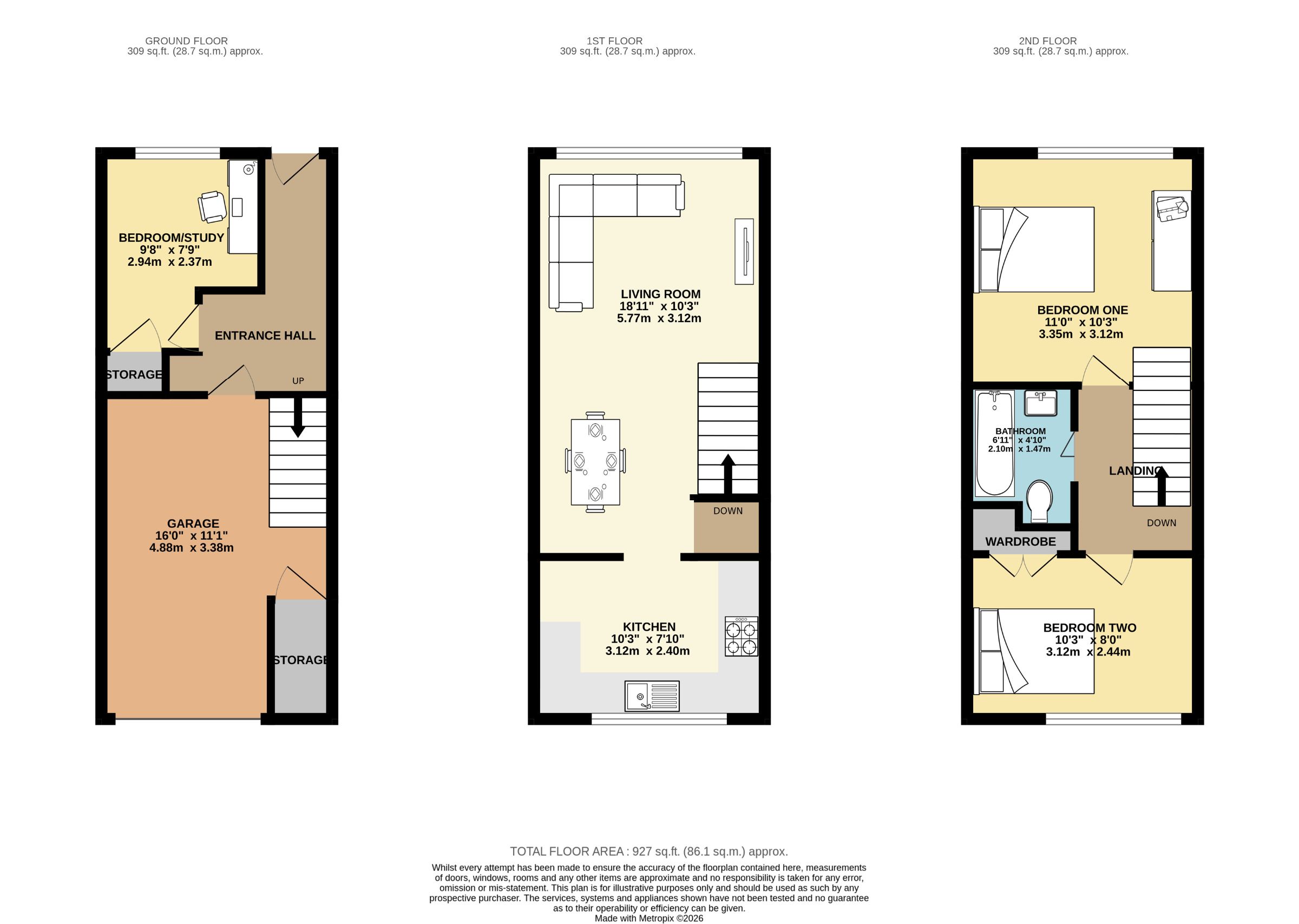 3 bed town house for sale in St. Hildas Close, Manchester - Property floorplan