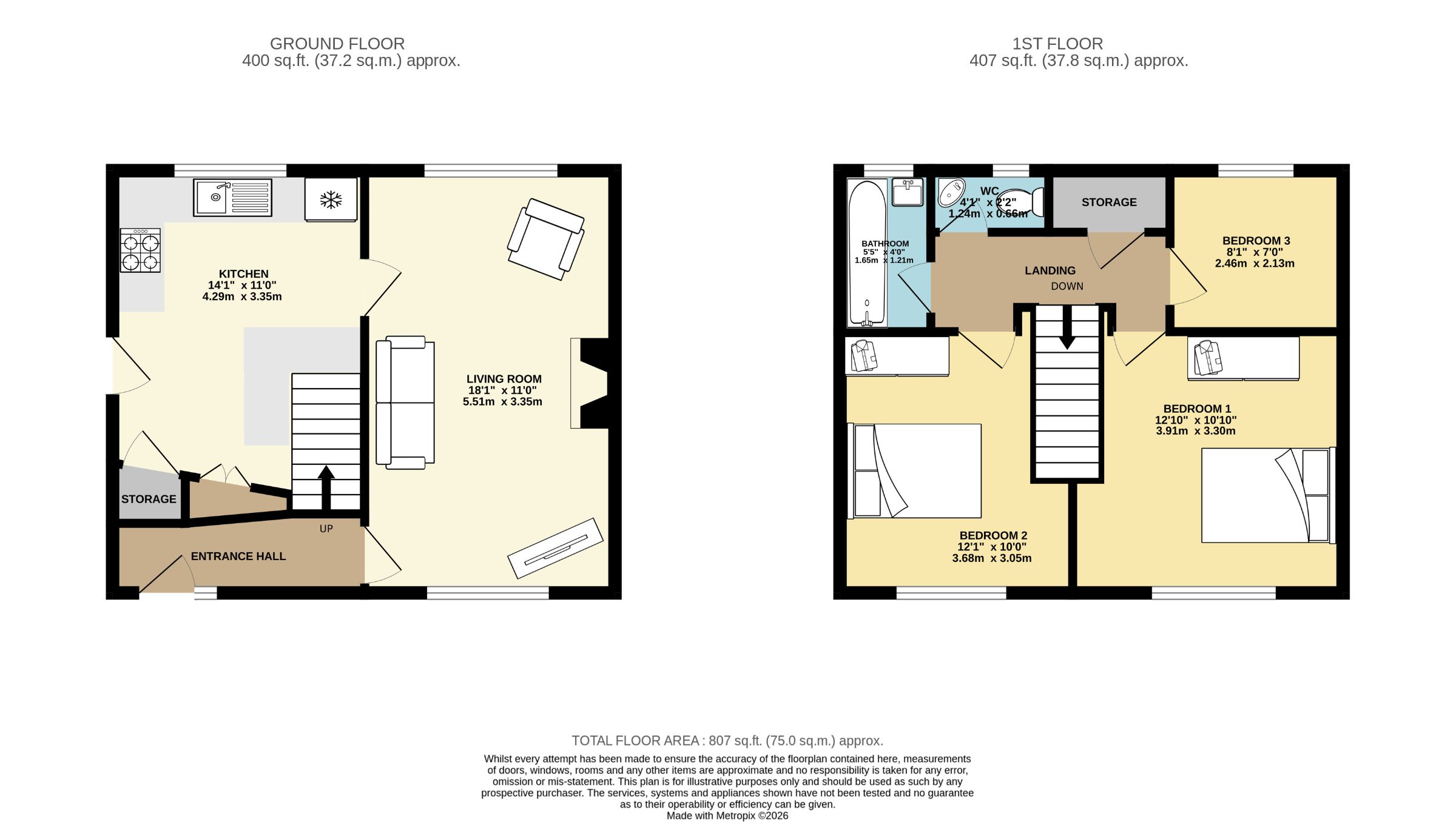 3 bed end of terrace house for sale in Cuerdon Walk, Manchester - Property floorplan