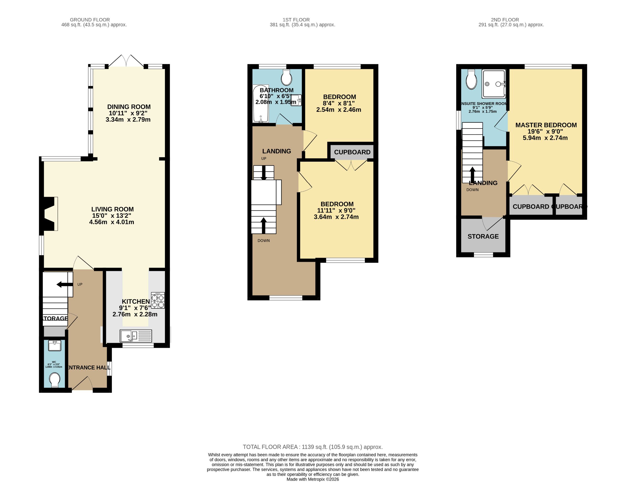 3 bed town house for sale in Merefield Court,  Bow Lane, Altrincham - Property floorplan