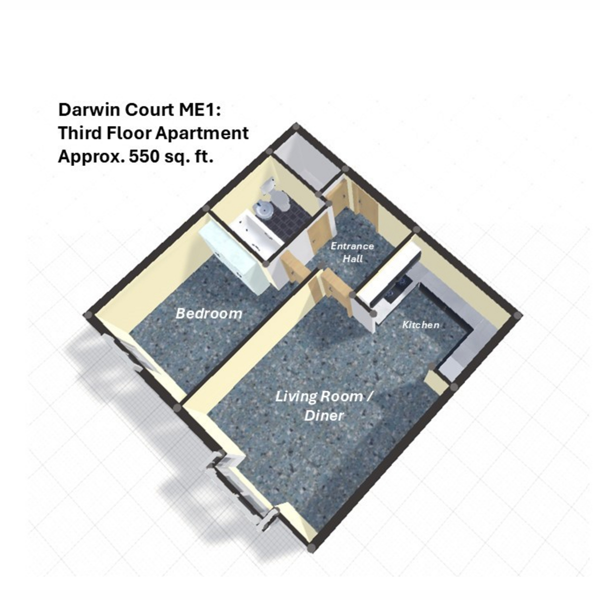 1 bed apartment for sale in Darwin Court Gravel Walk, Rochester, ME1 - Property floorplan