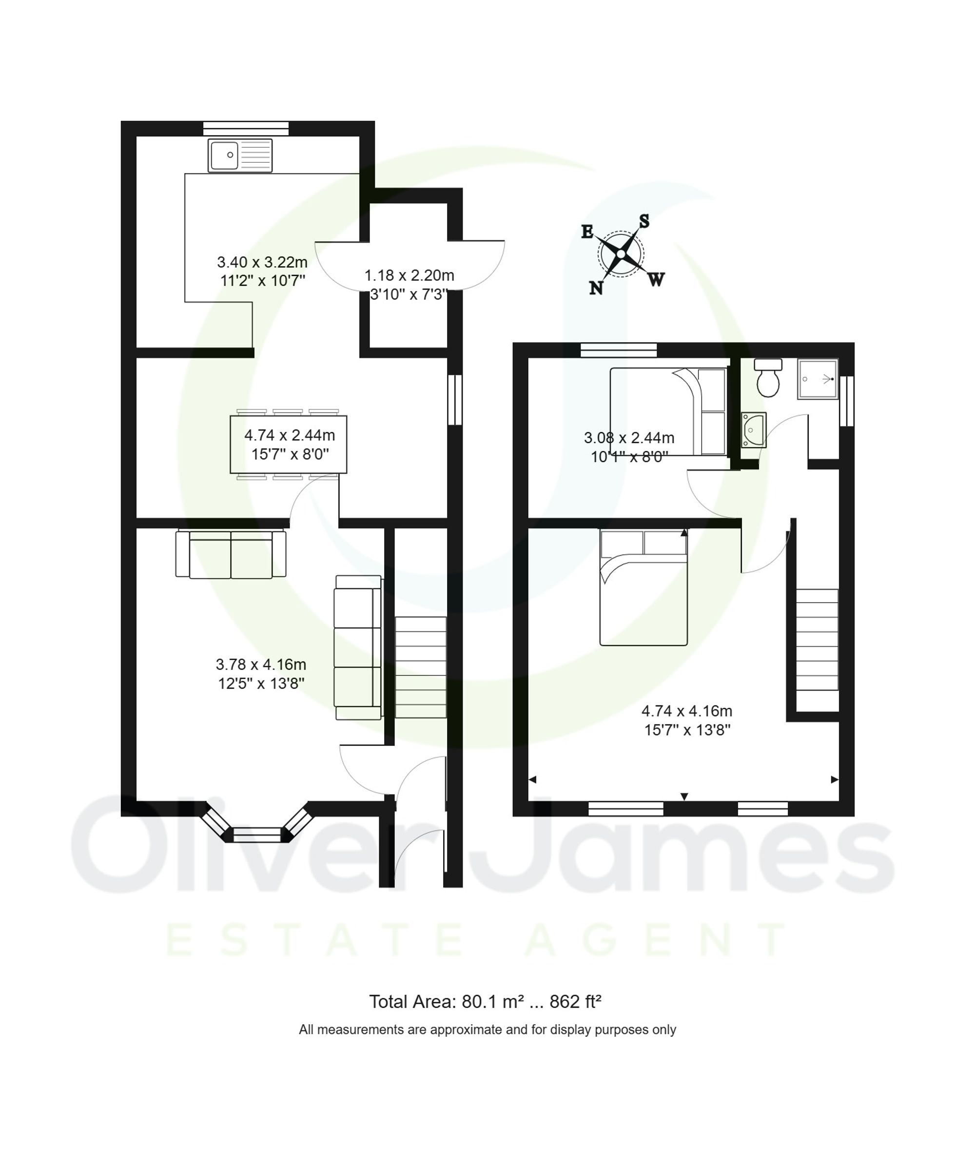 2 bed semi-detached house for sale in Moss Side Road, Cadishead, M44 - Property floorplan