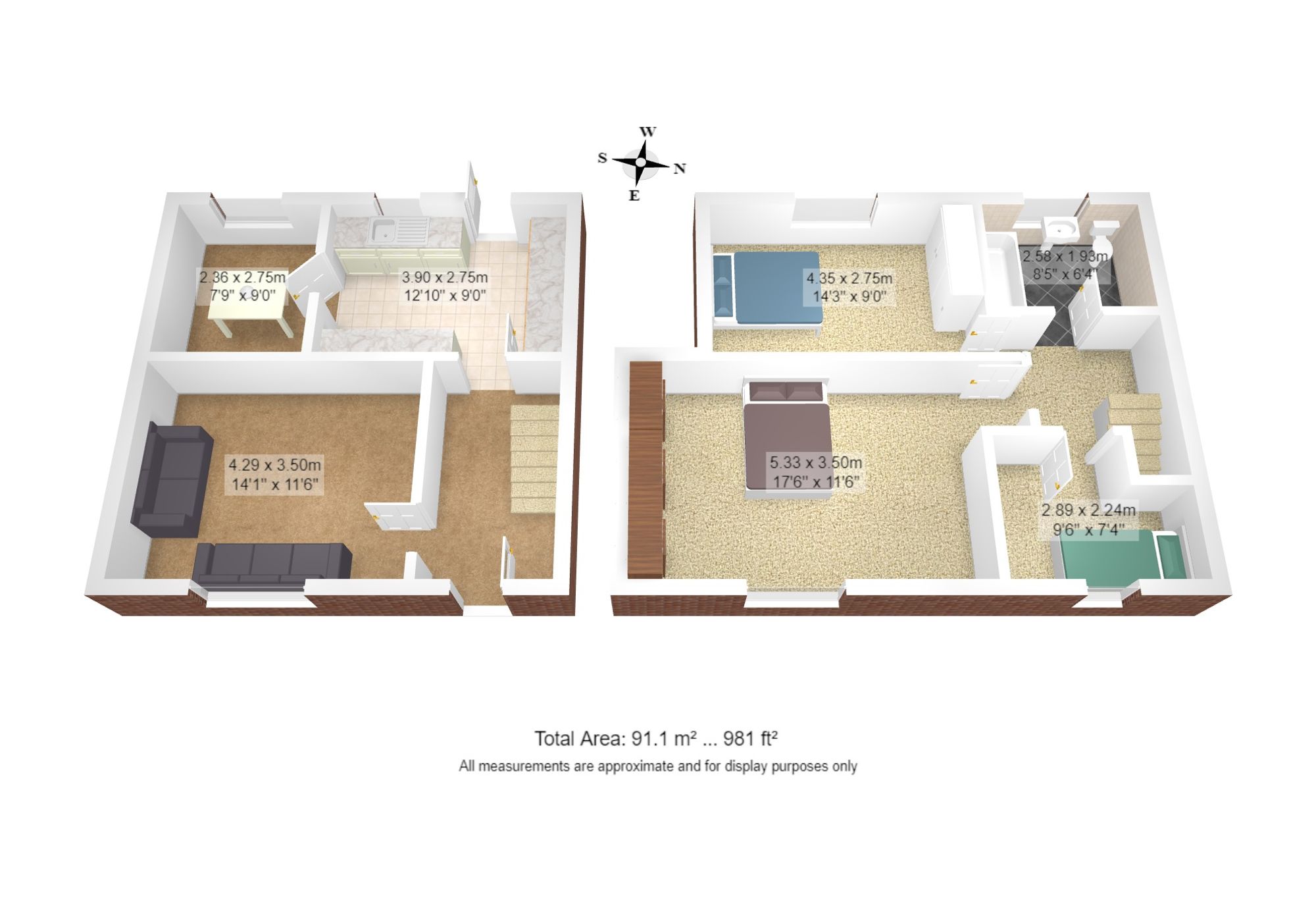 3 bed mid-terraced house to rent in Buckingham Road, Cadishead, M44 - Property floorplan