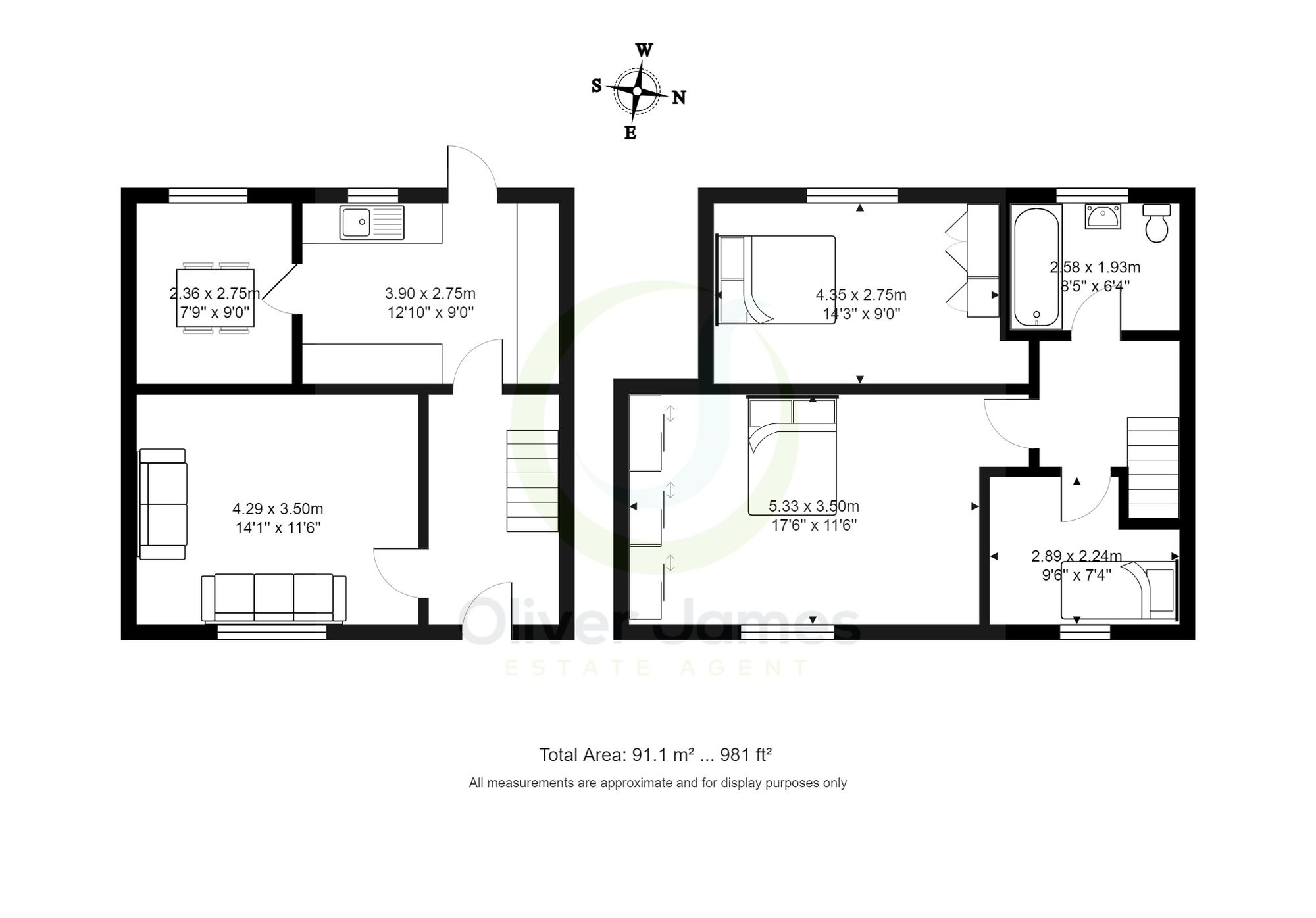 3 bed mid-terraced house to rent in Buckingham Road, Cadishead, M44 - Property floorplan