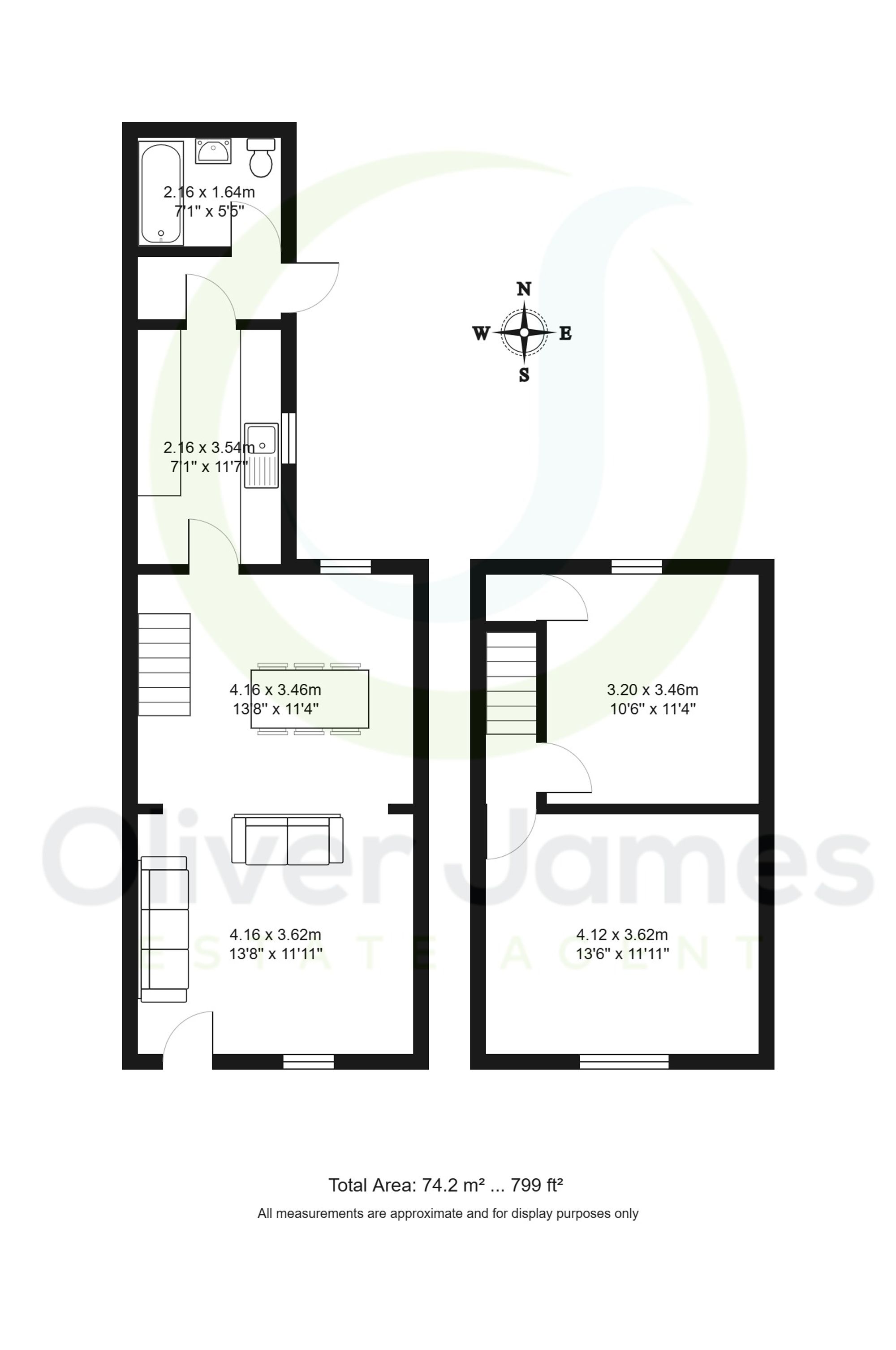 2 bed mid-terraced house for sale in Dean Road, Cadishead, M44 - Property floorplan