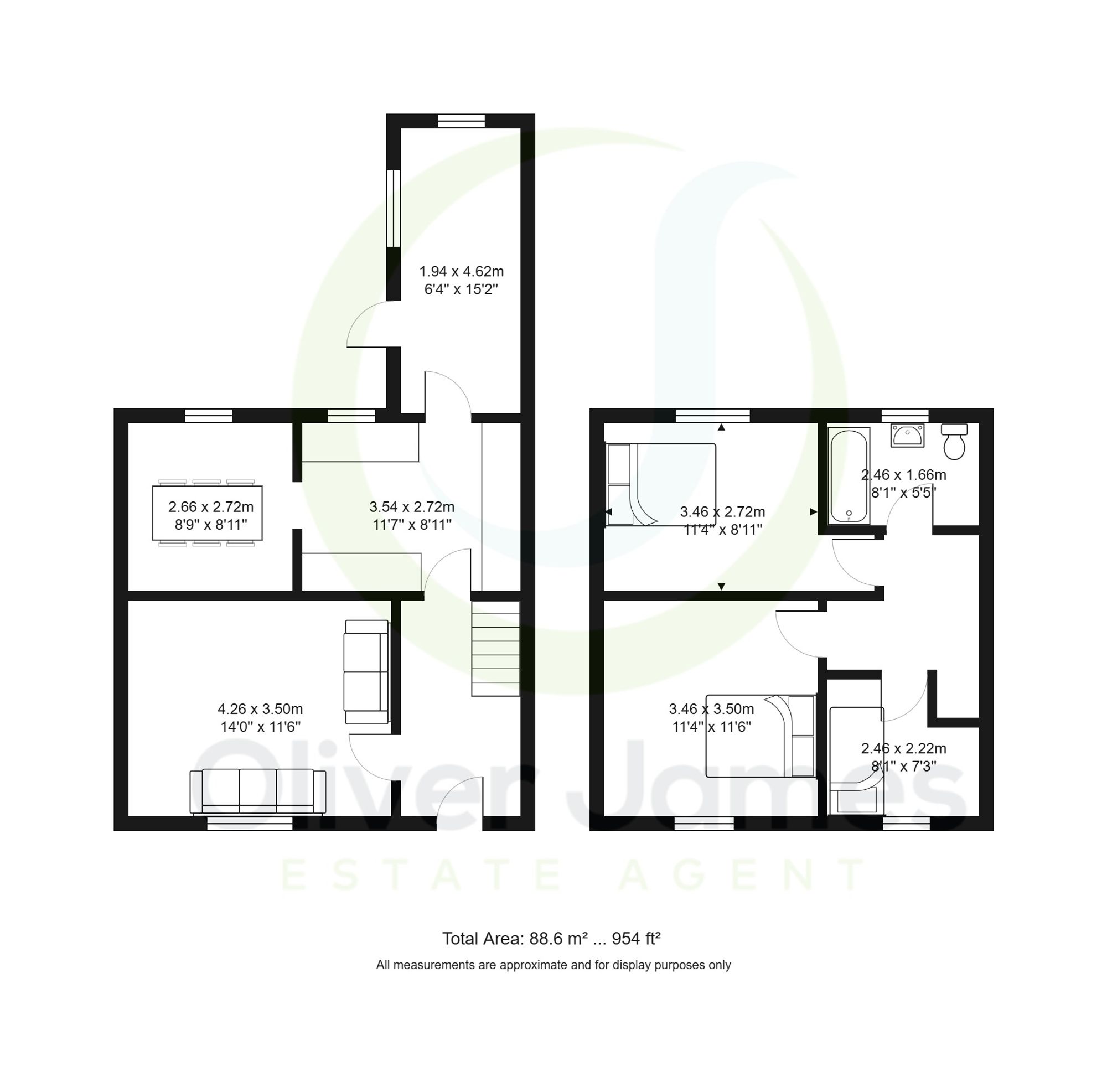 3 bed end of terrace house for sale in Bedford Grove, Cadishead, M44 - Property floorplan