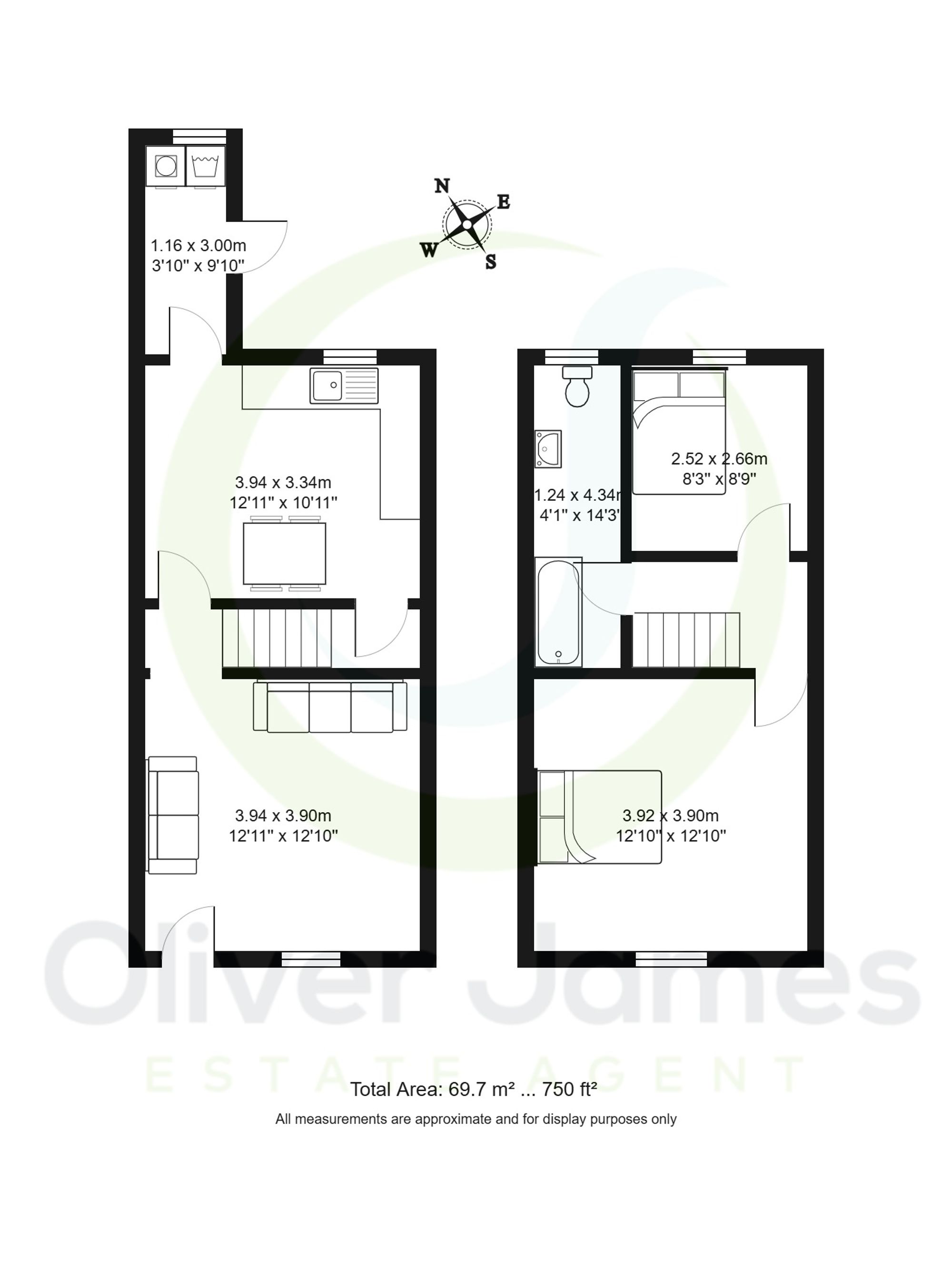 2 bed terraced house for sale in Legh Street, Eccles, M30 - Property floorplan