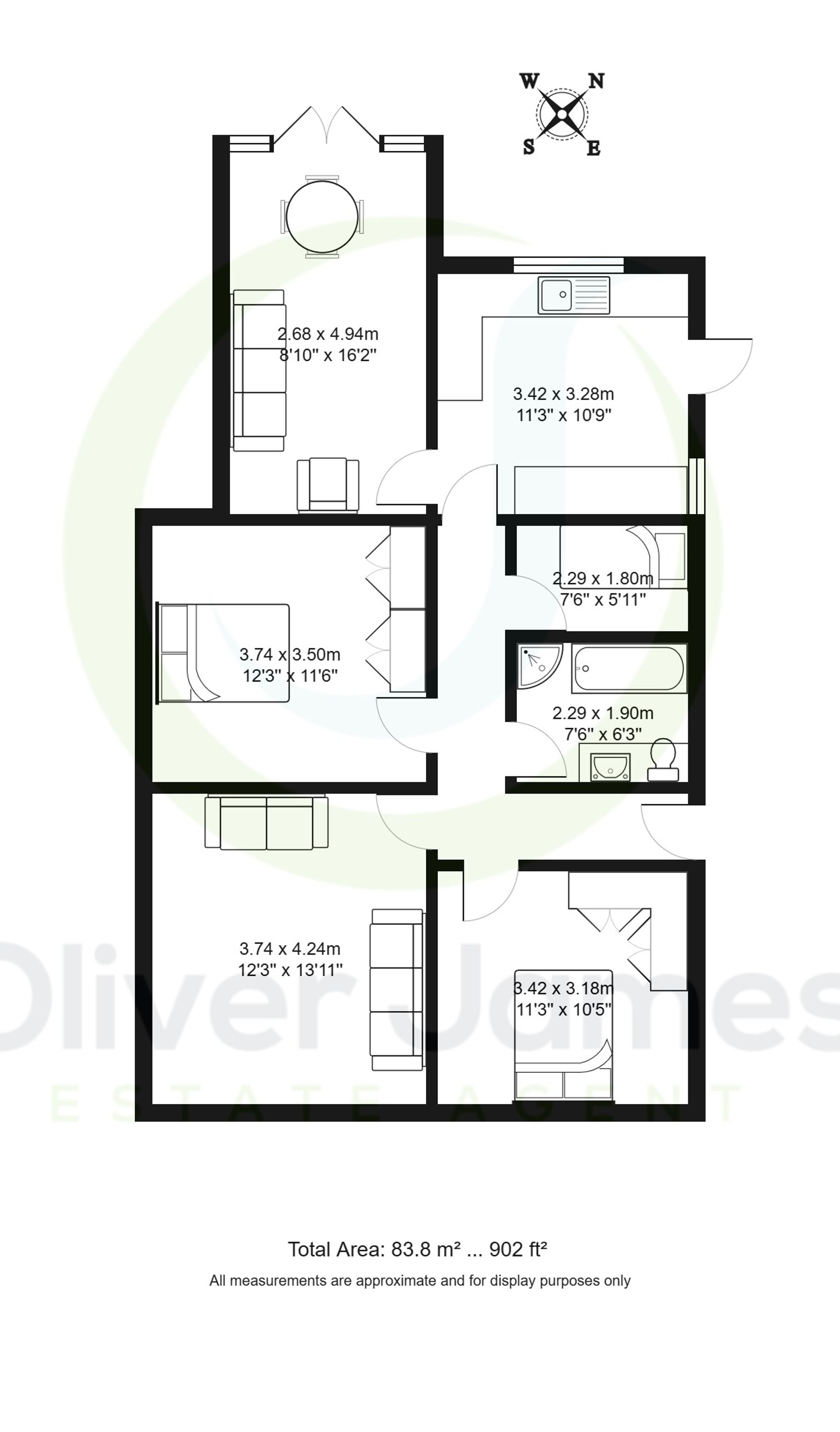 3 bed semi-detached bungalow for sale in Meadowside Avenue, Irlam, M44 - Property floorplan
