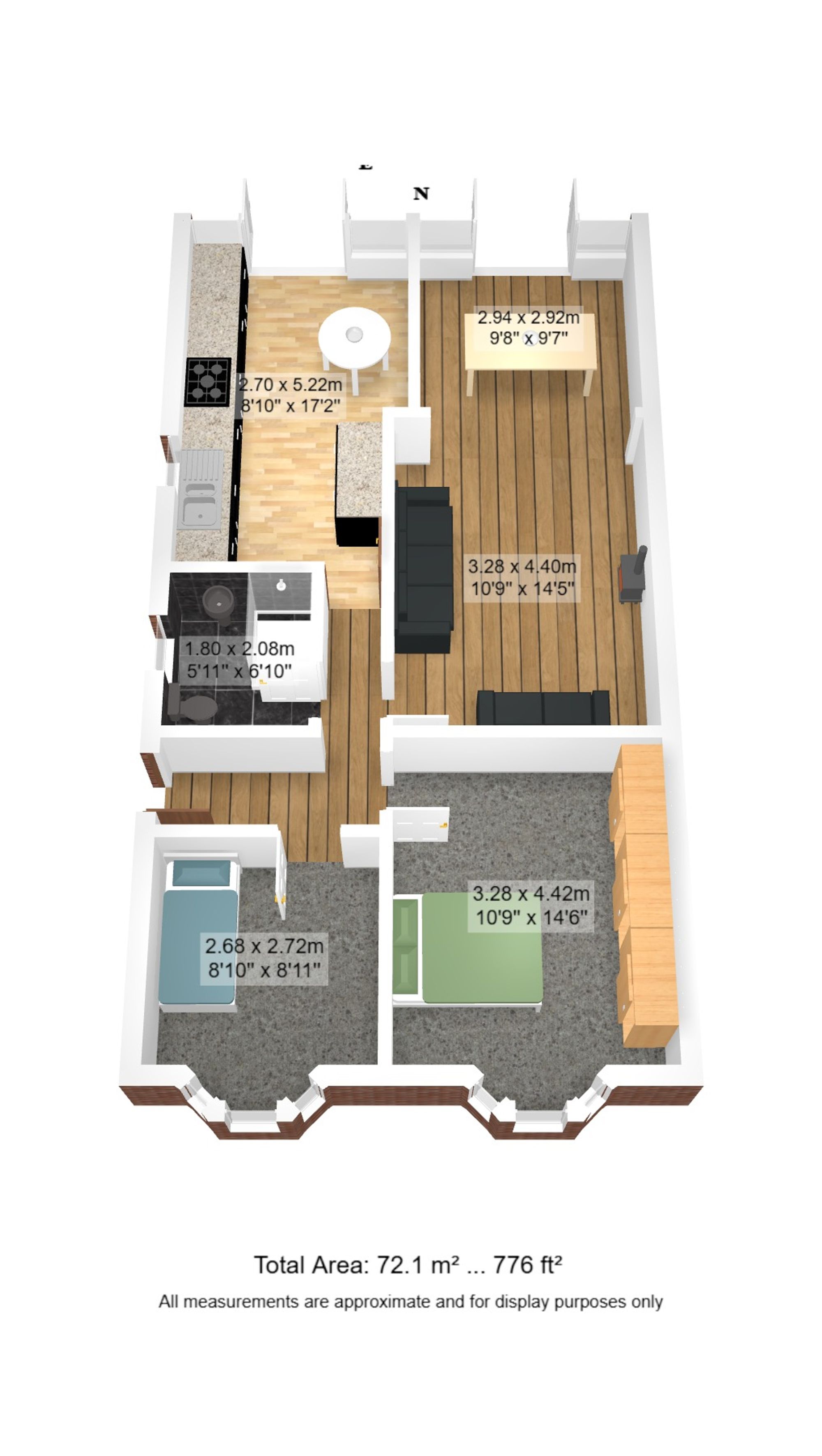 2 bed semi-detached bungalow for sale in School Lane, Irlam, M44 - Property floorplan