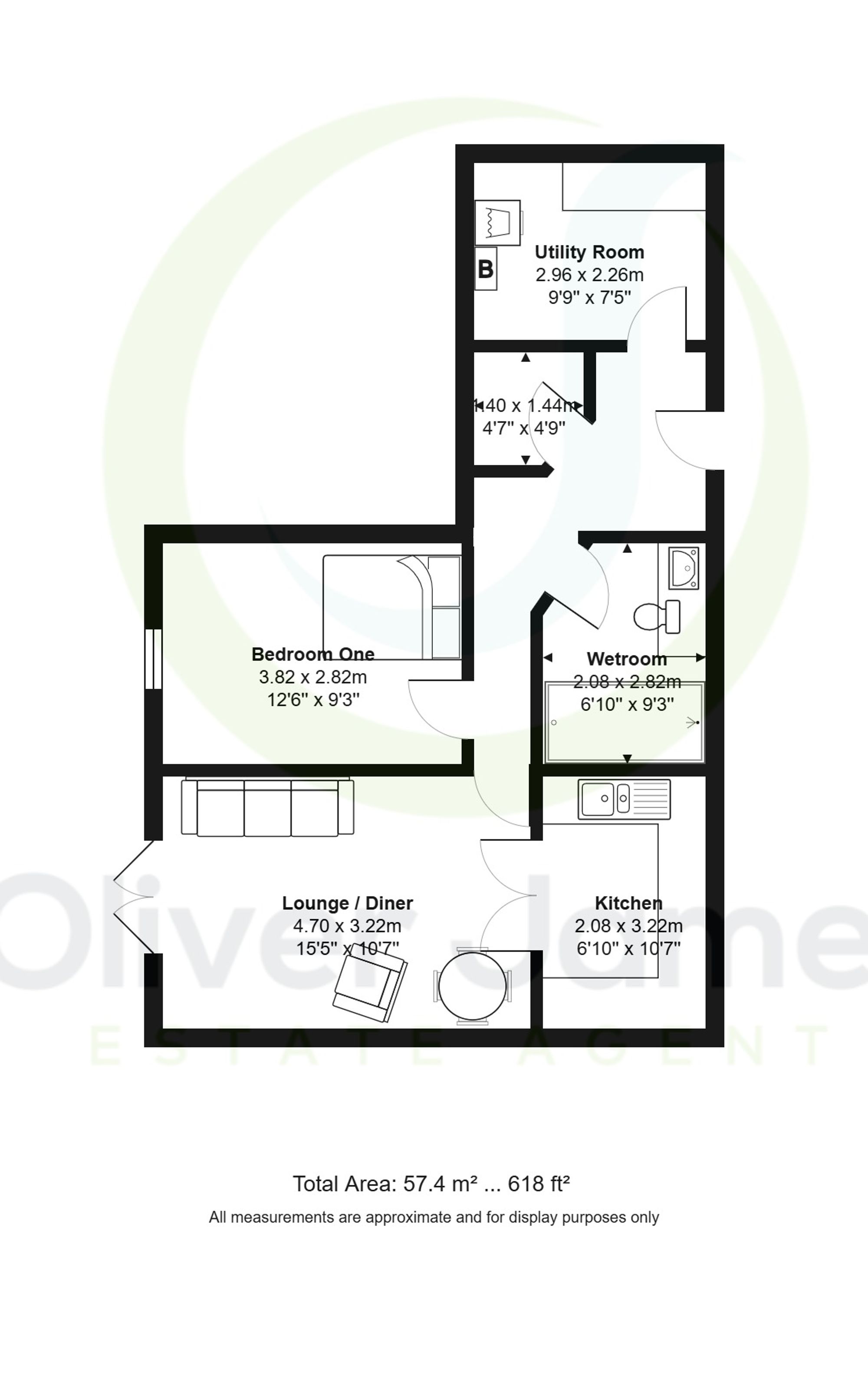 1 bed apartment for sale in Moorside Road, Urmston, M41 - Property floorplan