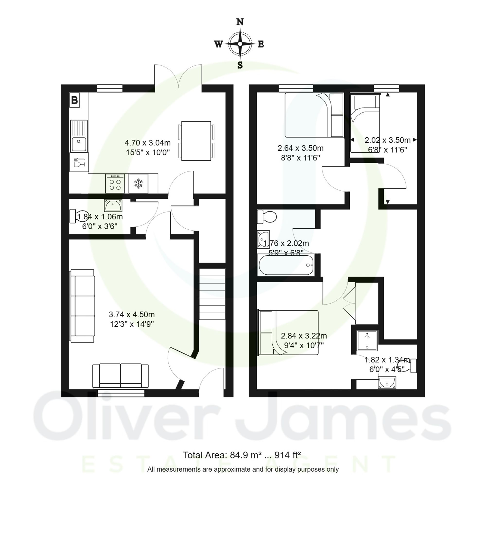 3 bed terraced house for sale in Daneshill Lane, Cadishead, M44 - Property floorplan