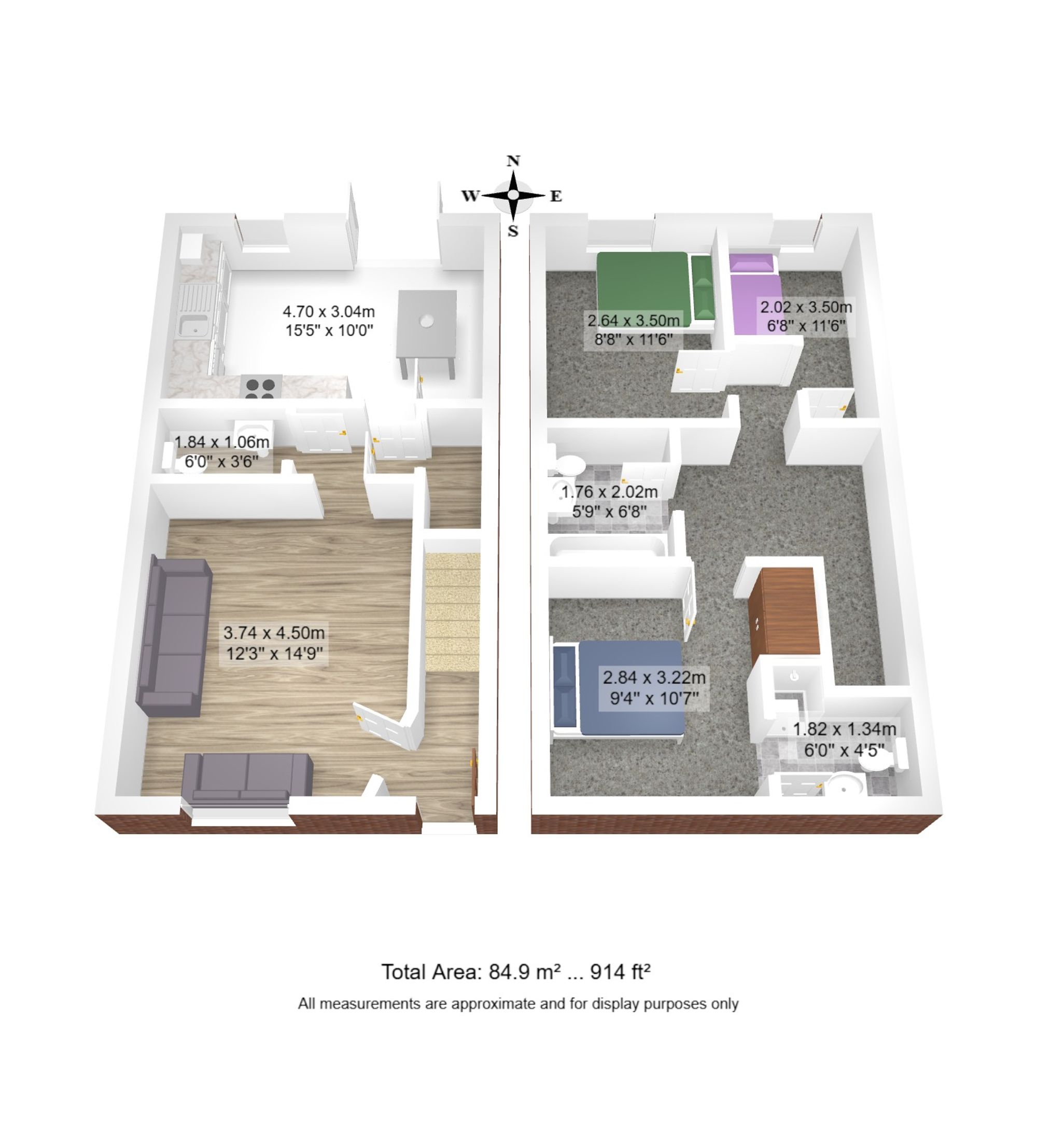 3 bed terraced house for sale in Daneshill Lane, Cadishead, M44 - Property floorplan