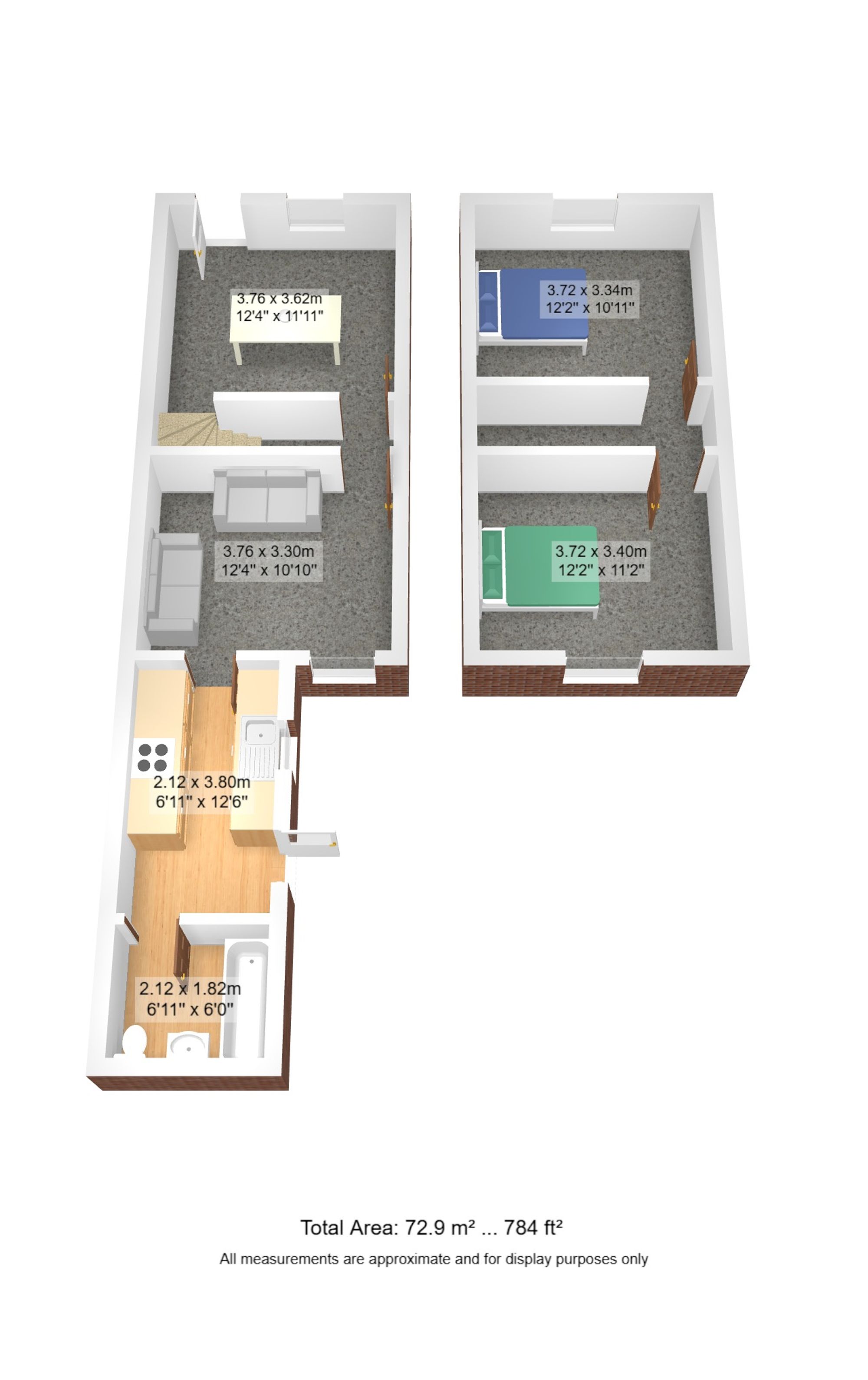 2 bed mid-terraced house for sale in Dixon Street, Irlam, M44 - Property floorplan