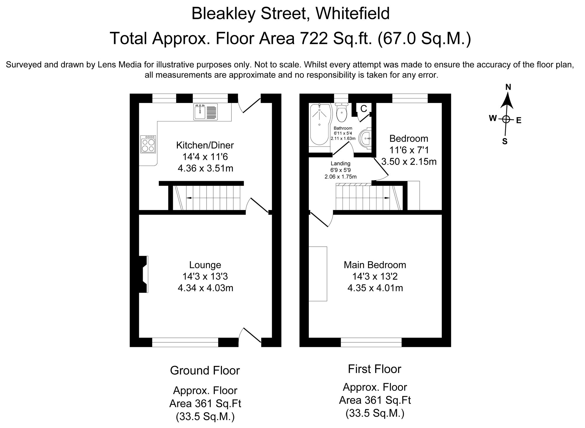 2 bed terraced house to rent in Bleakley Street, Manchester - Property Floorplan