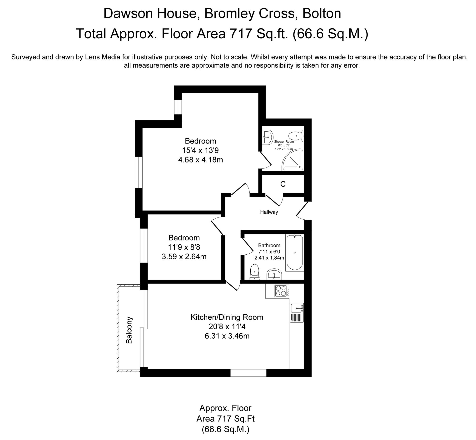 2 bed flat to rent in Chapeltown Road, Bolton - Property Floorplan