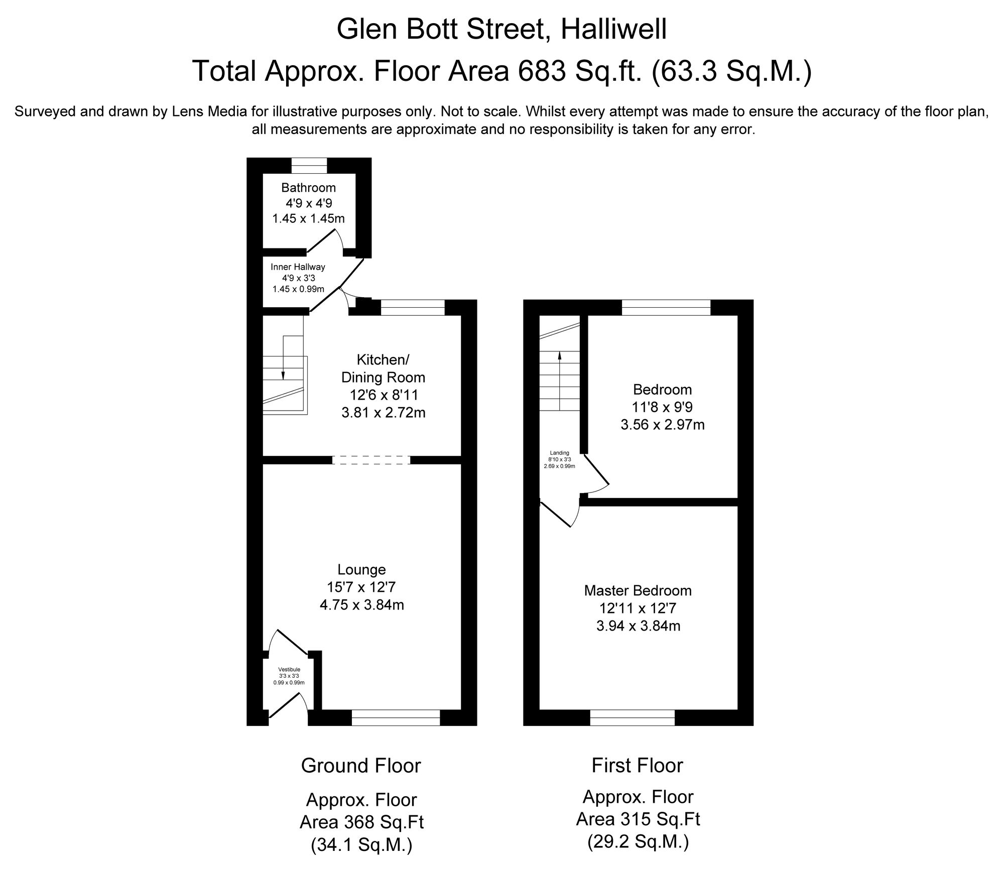 2 bed terraced house to rent in Glen Bott Street, Bolton - Property Floorplan