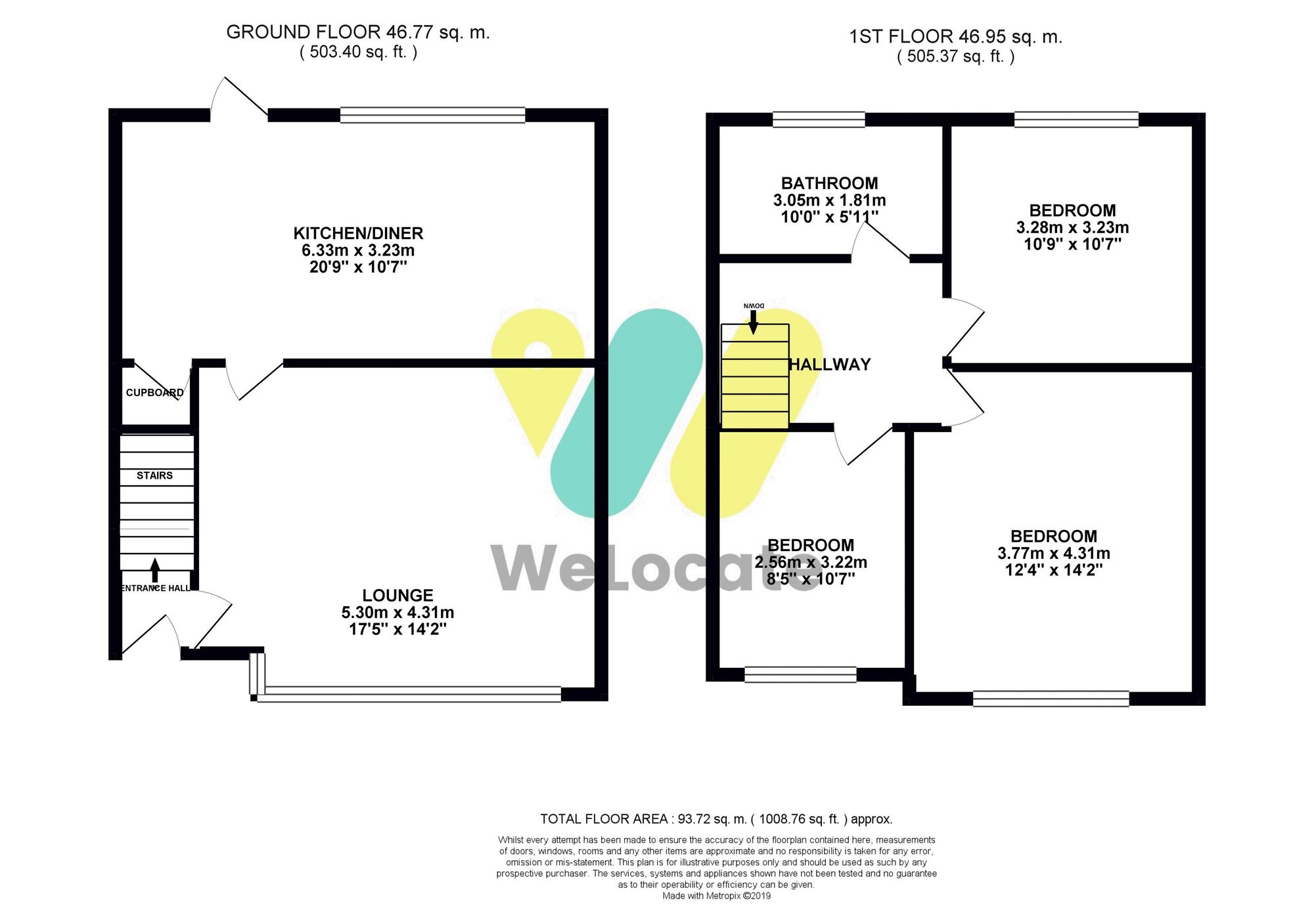 3 bed terraced house to rent in Third Avenue, Bury - Property Floorplan