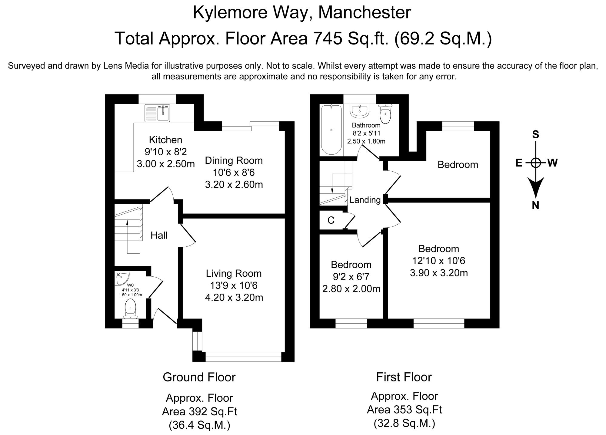3 bed terraced house to rent in Kylemore Way, Manchester - Property Floorplan
