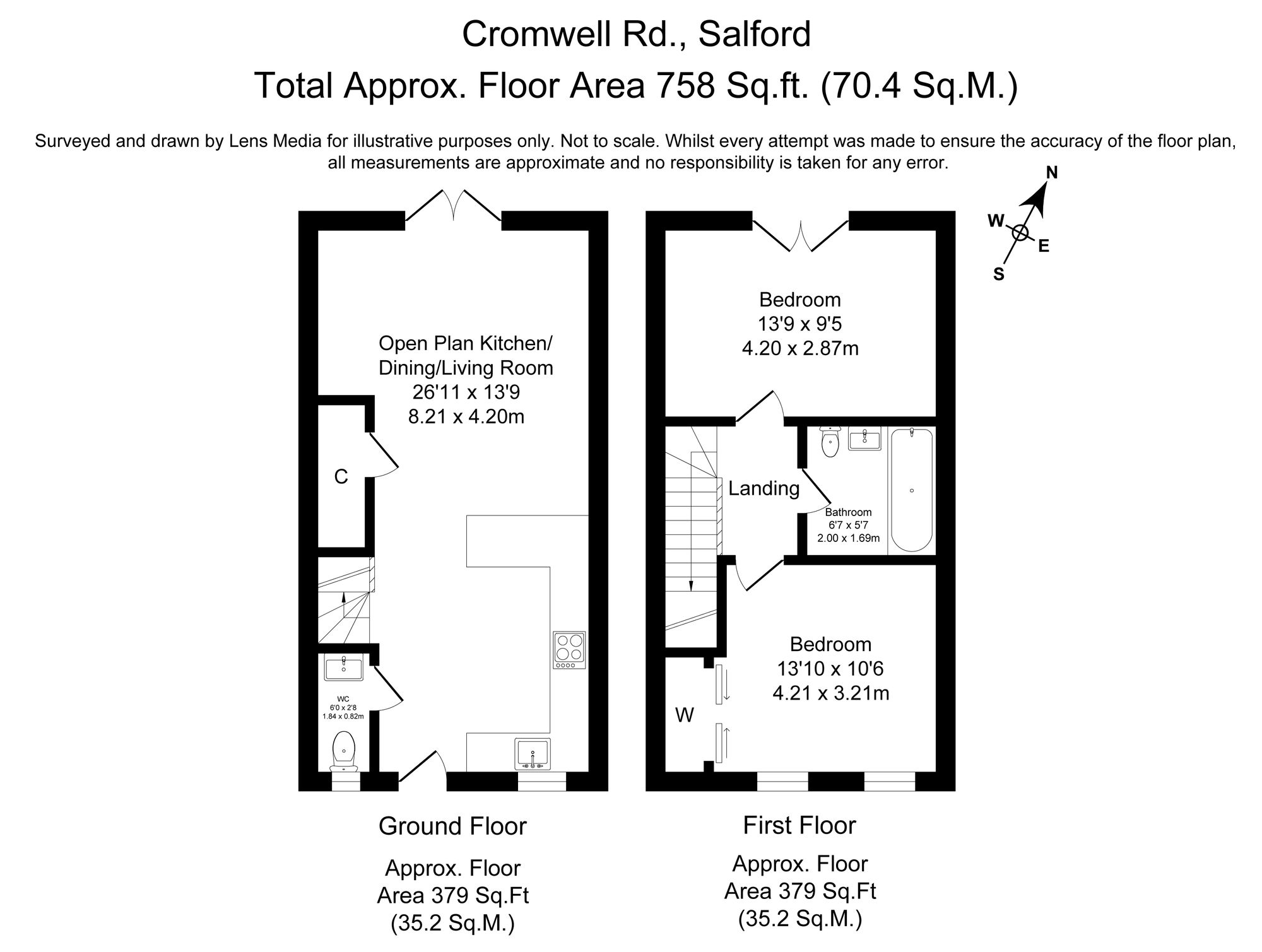 2 bed terraced house for sale in Cromwell Road, Salford - Property Floorplan