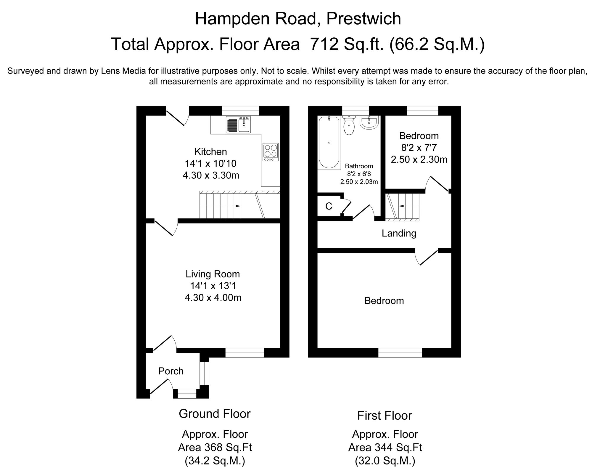 2 bed terraced house to rent in Hampden Road, Manchester - Property Floorplan