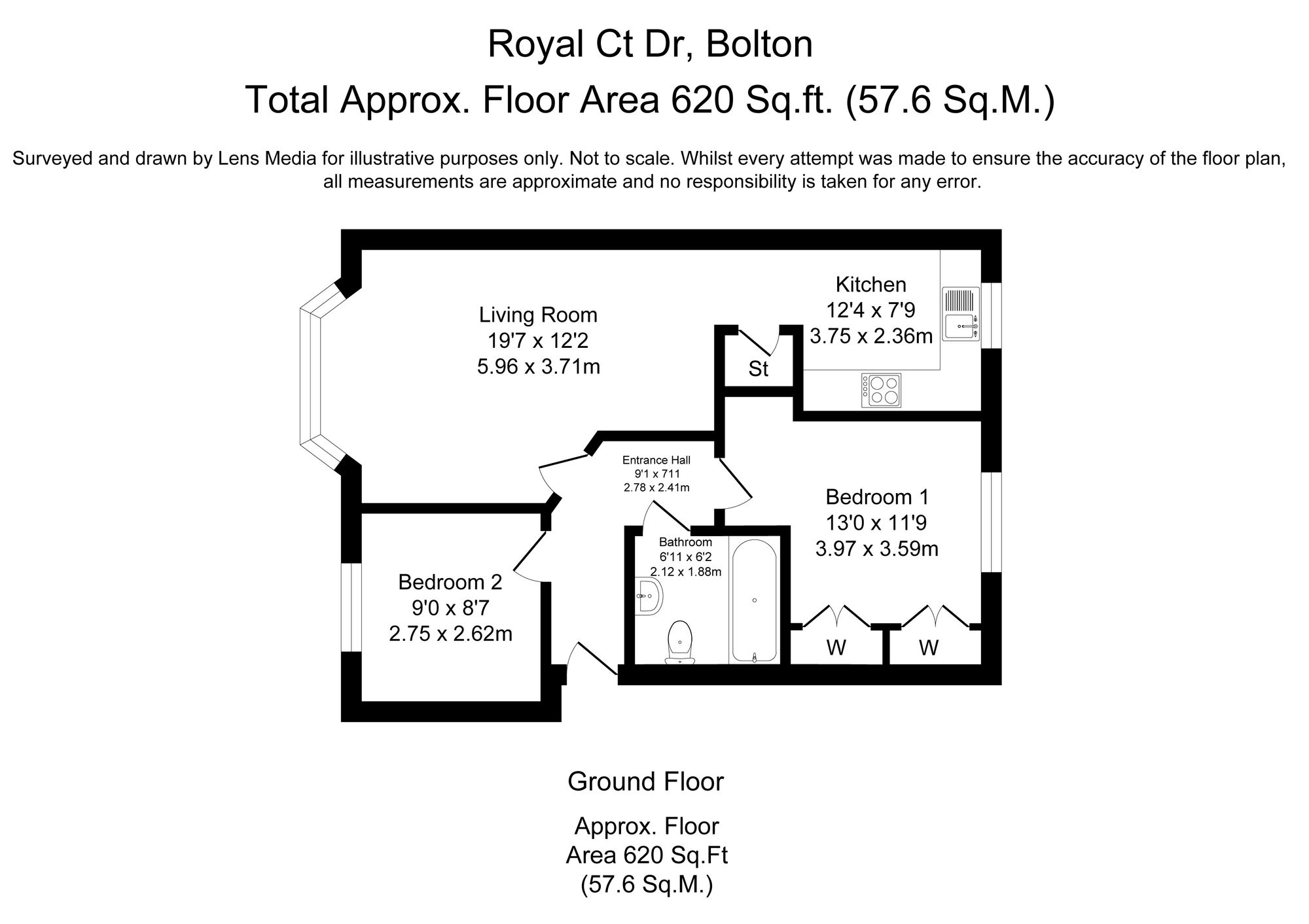 2 bed flat to rent in Royal Court Drive, Bolton - Property Floorplan