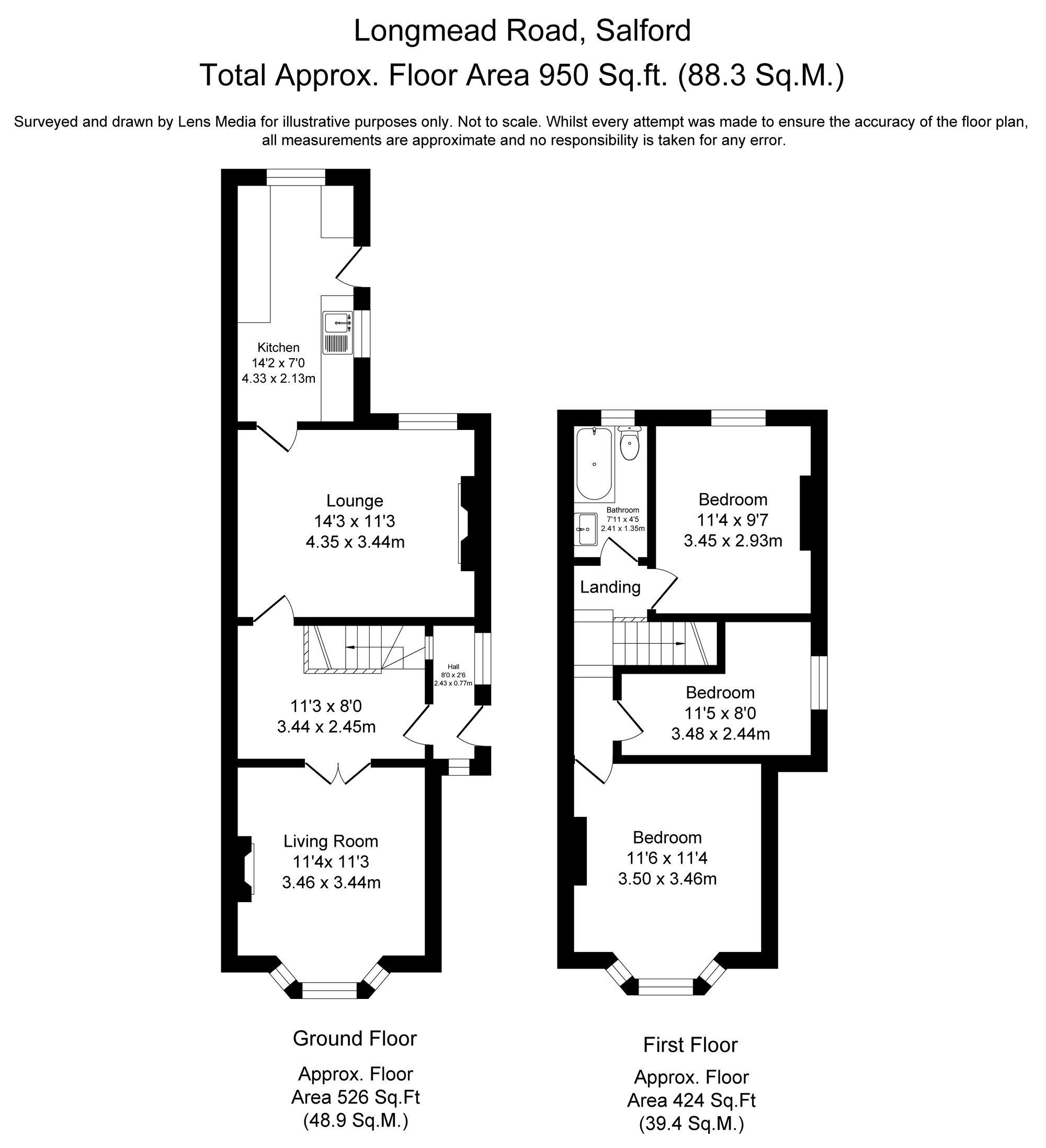 3 bed semi-detached house to rent in Longmead Road, Salford - Property Floorplan