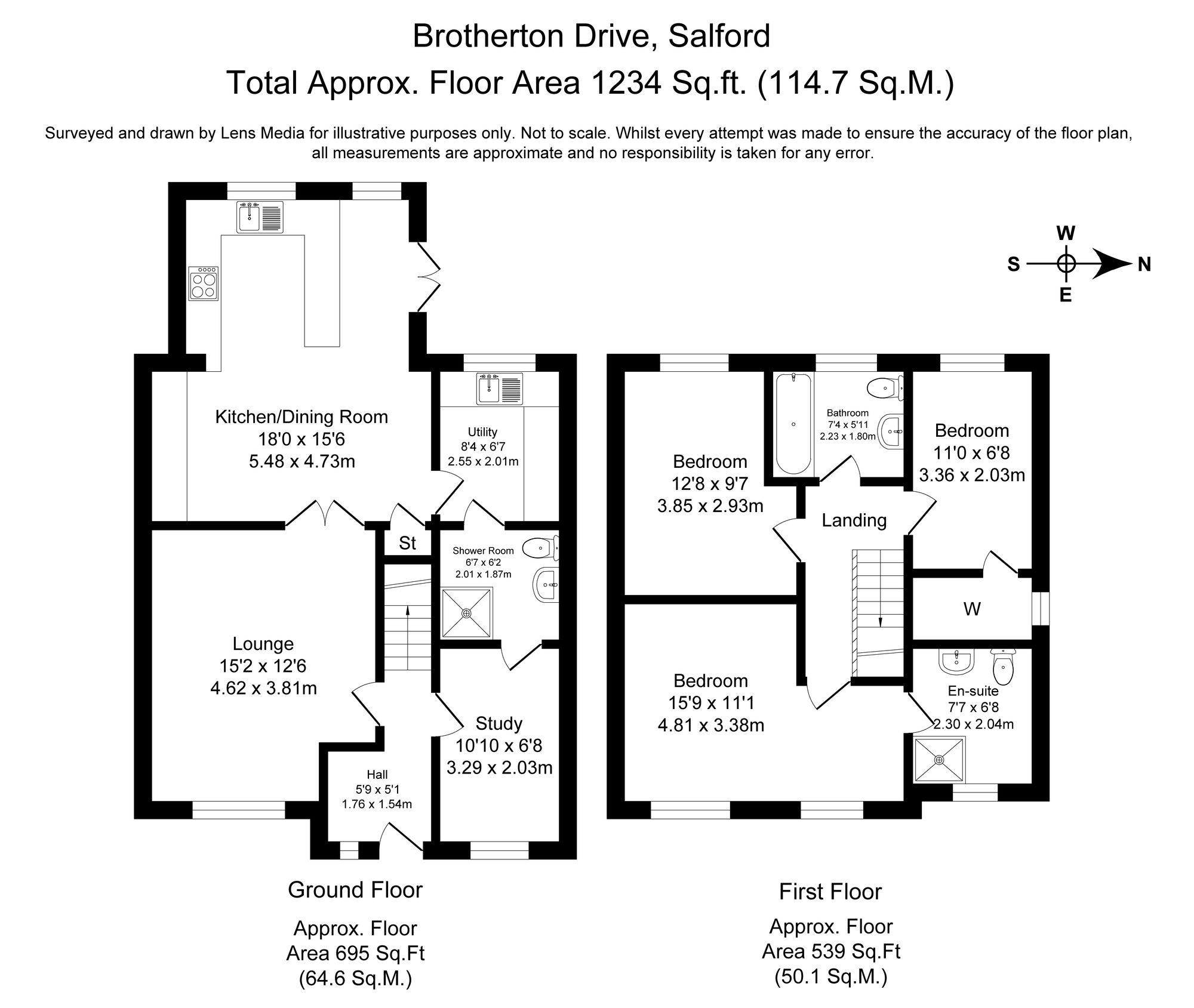 3 bed semi-detached house for sale in Brotherton Drive, Salford - Property Floorplan