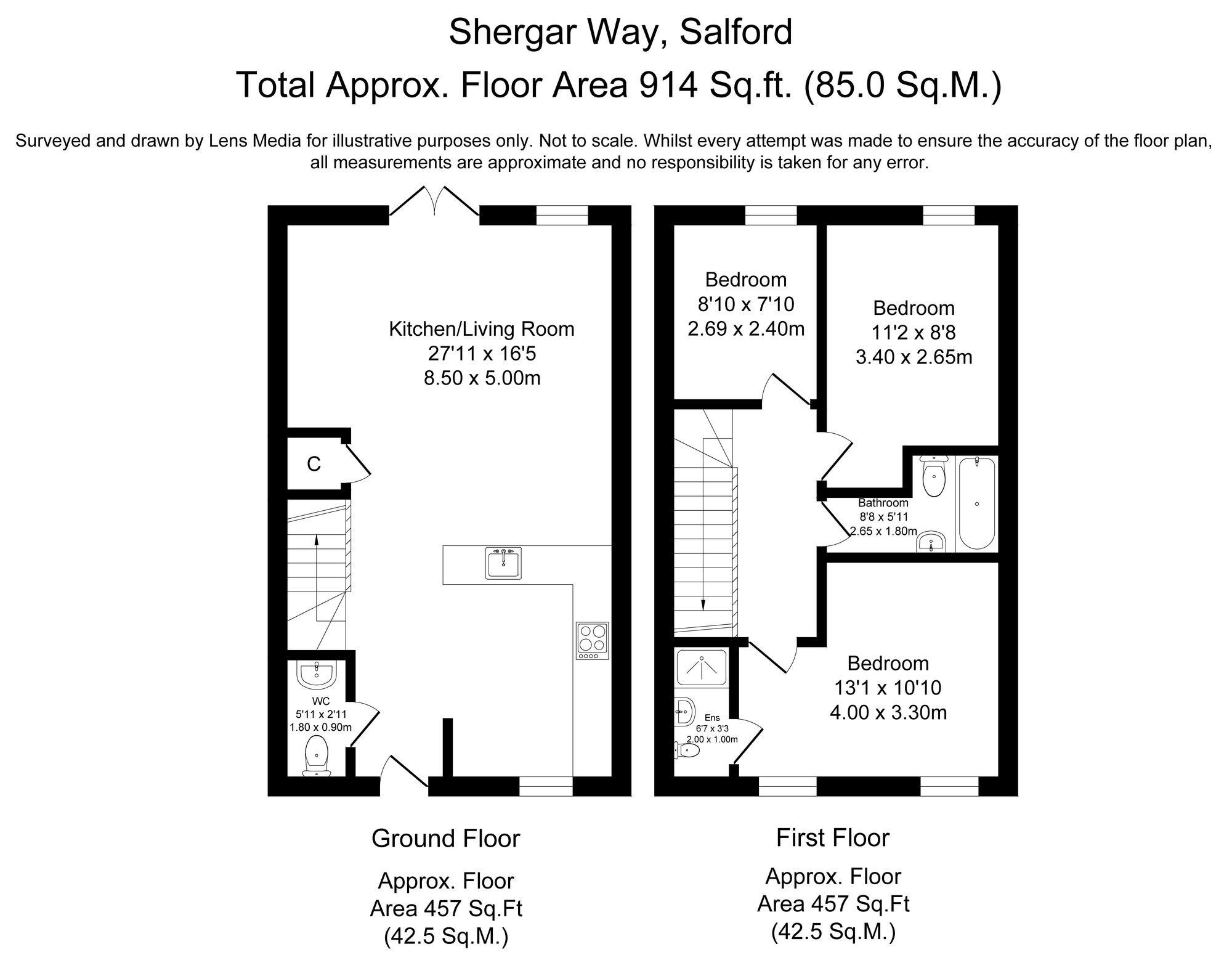 3 bed terraced house to rent in Shergar Way, Salford - Property Floorplan