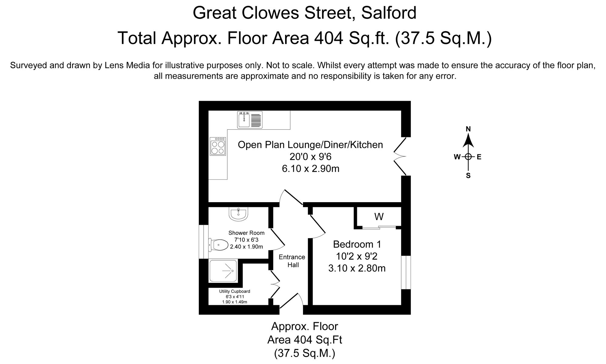 1 bed flat to rent in Great Clowes Street, Salford - Property Floorplan