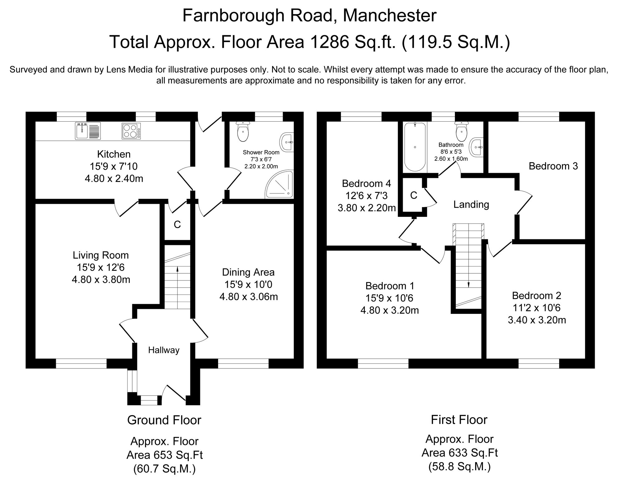 4 bed terraced house to rent in Farnborough Road, Manchester - Property Floorplan