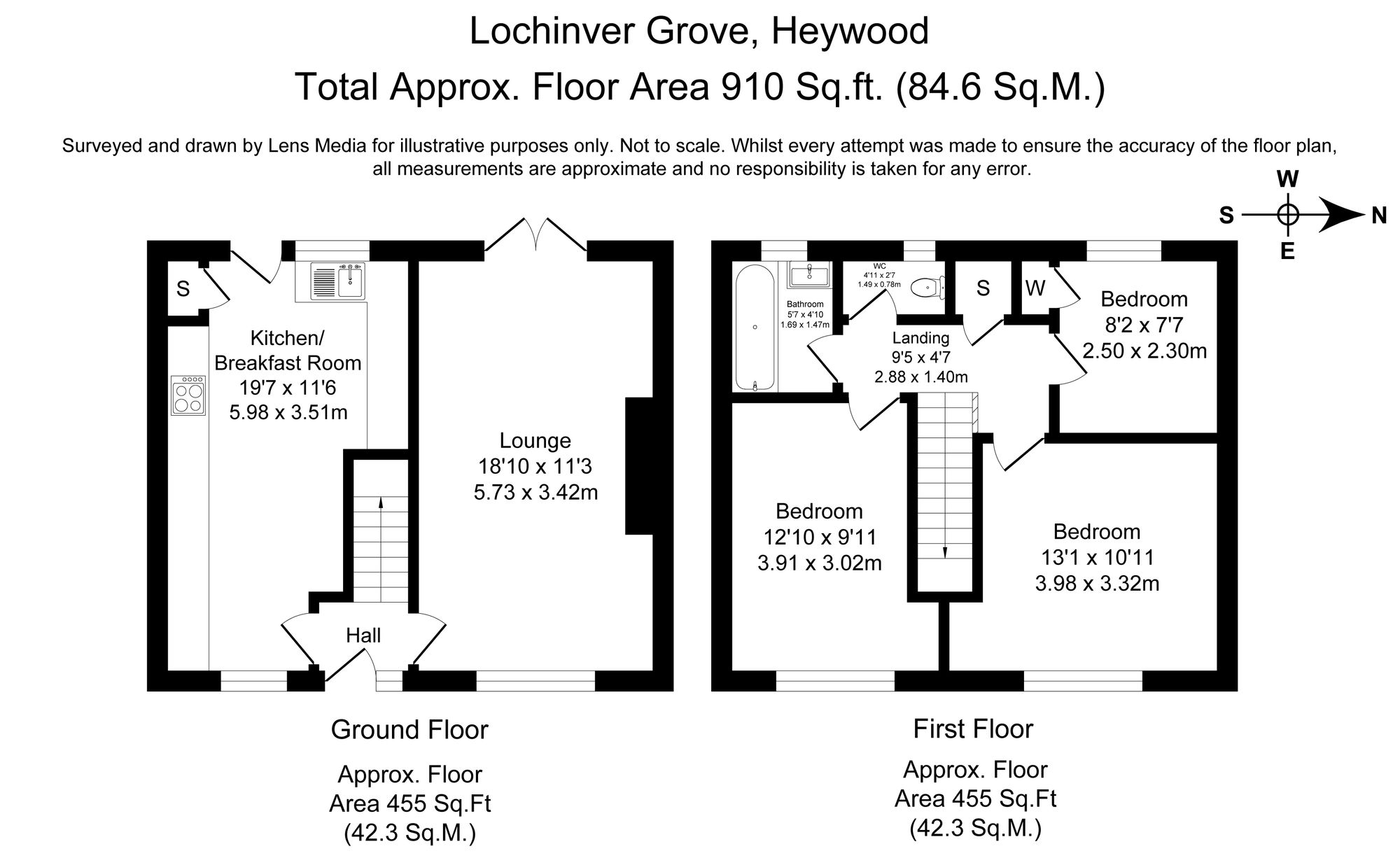 3 bed mid-terraced house to rent in Lochinver Grove, Heywood - Property Floorplan