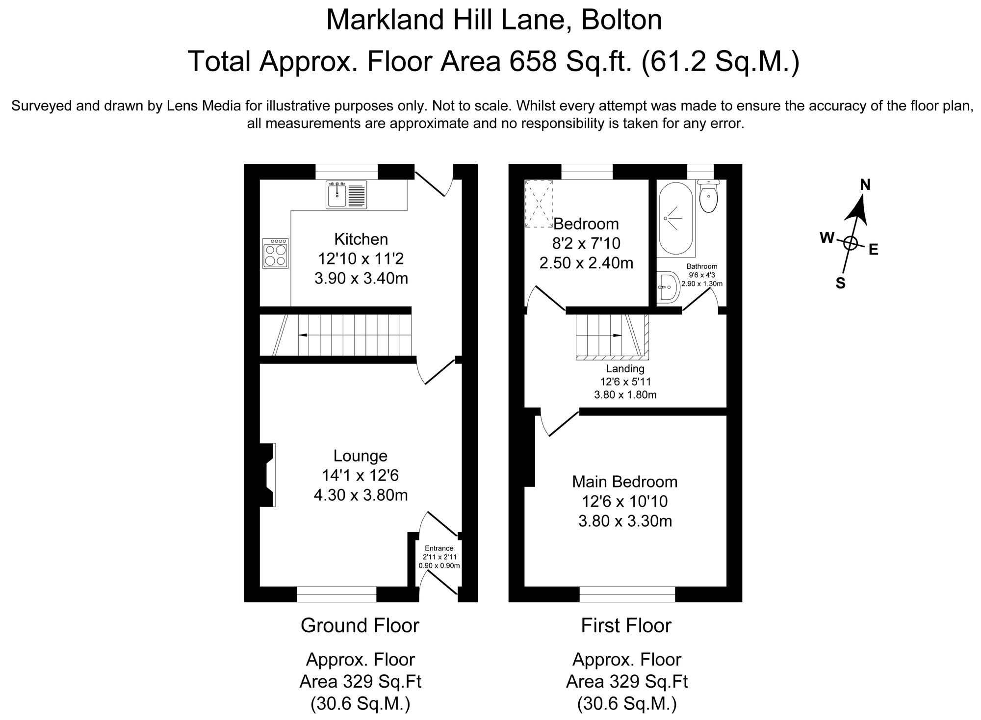 2 bed terraced house to rent in Markland Hill Lane, Bolton - Property Floorplan