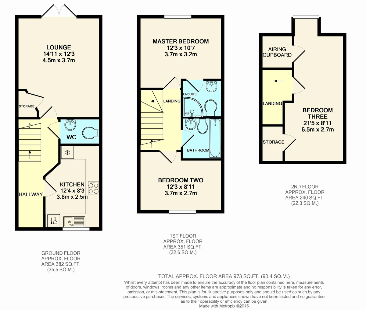 3 bed terraced house to rent in Nelson  Road, Horsham - Property floorplan