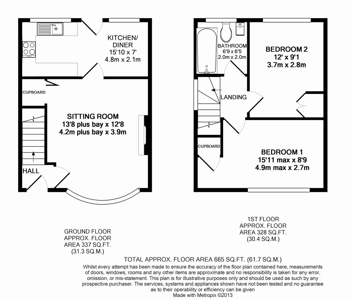 2 bed end of terrace house to rent in Greenfields Close, Horsham, RH12 - Property floorplan
