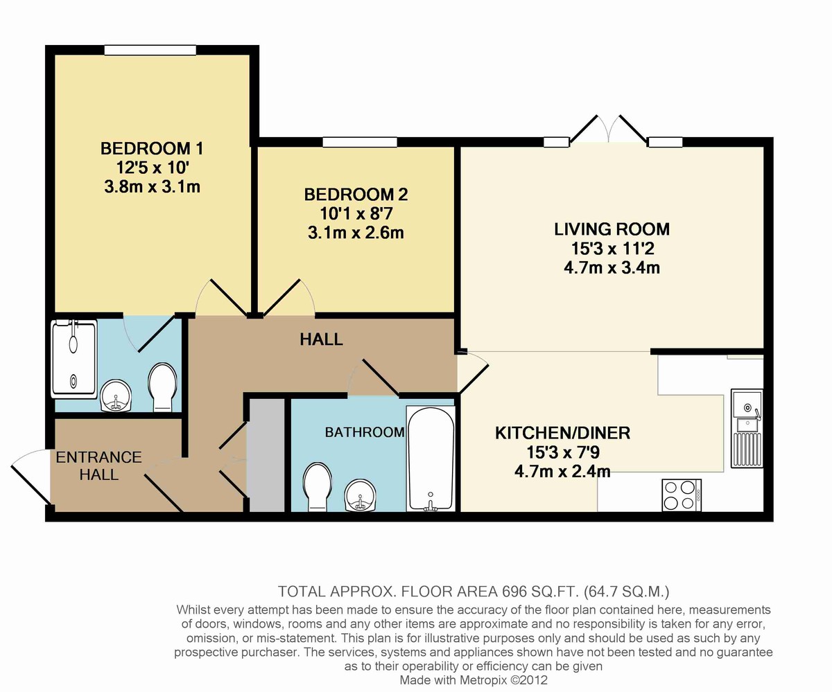 2 bed apartment to rent in Hurst Court, Horsham - Property floorplan