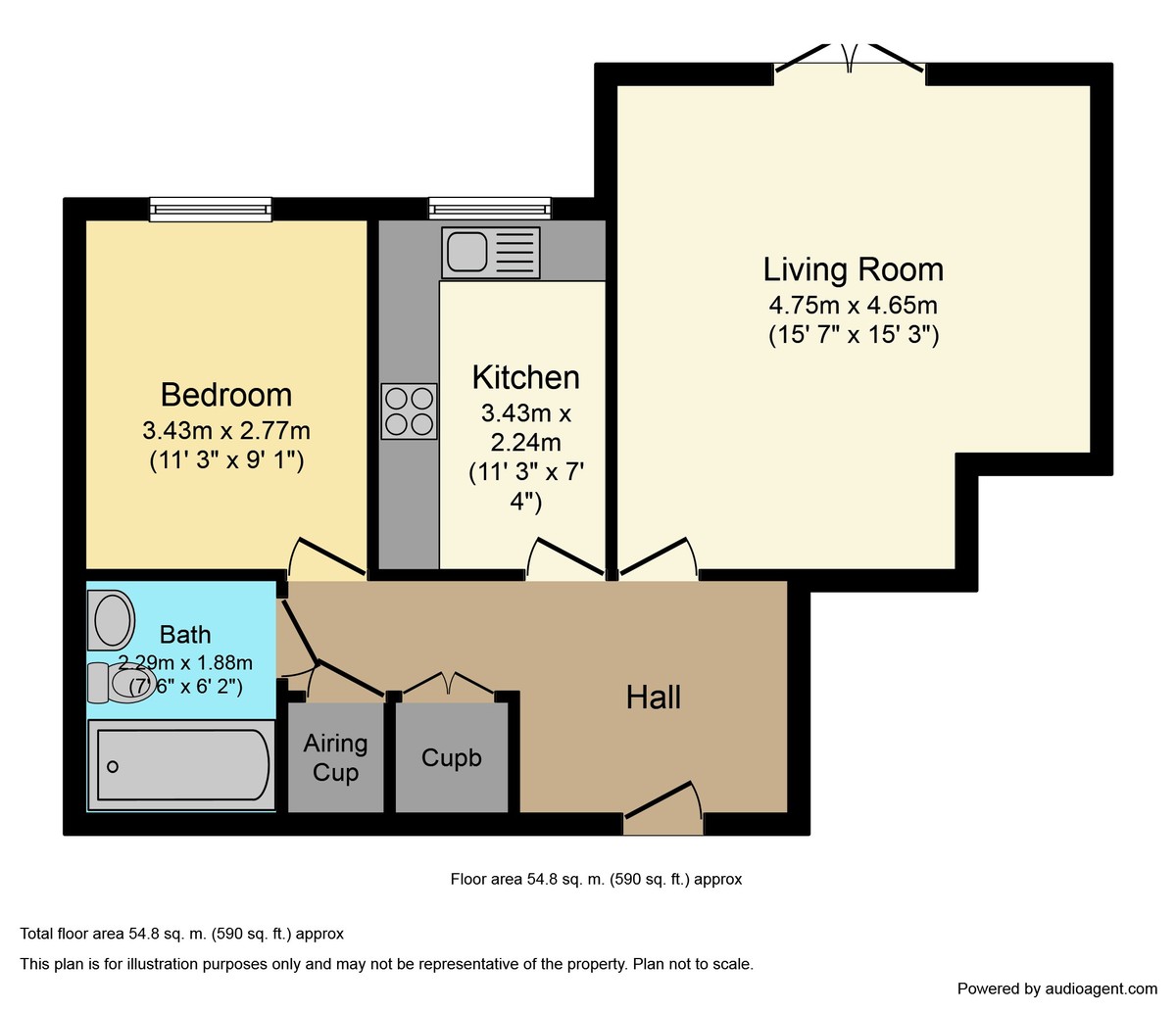 1 bed apartment to rent in Kings Gate, Horsham, RH12 - Property floorplan
