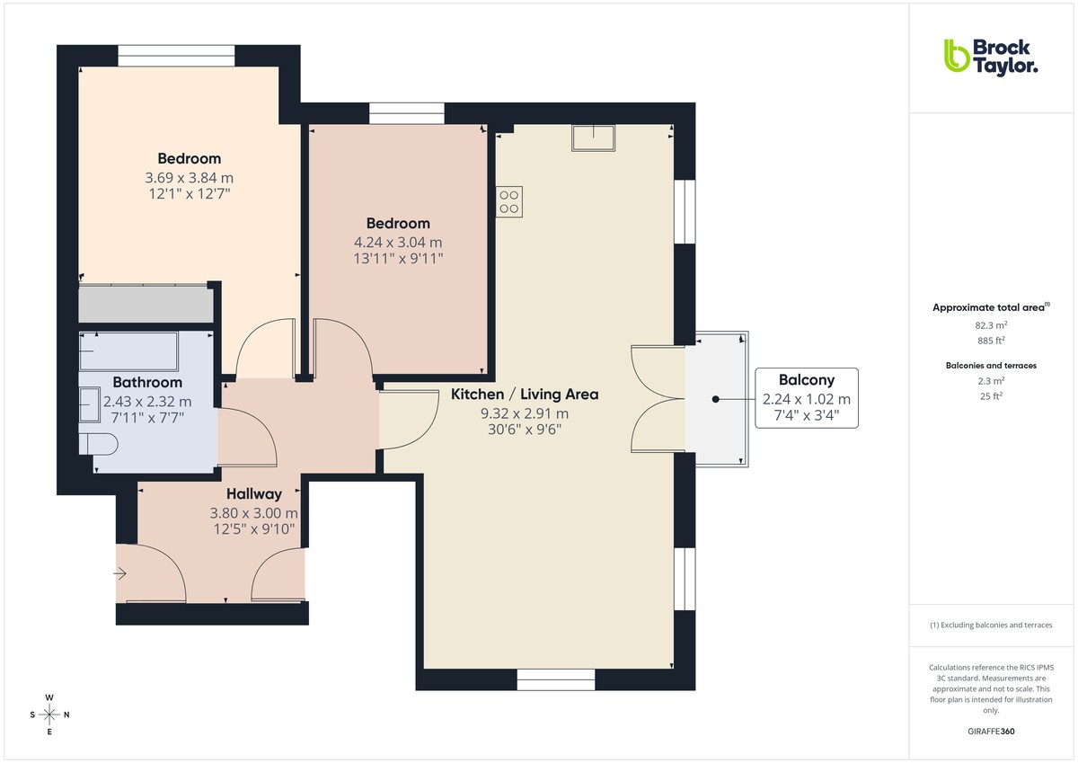 2 bed apartment to rent in Chantry Court, Broadbridge Heath, RH12 - Property floorplan