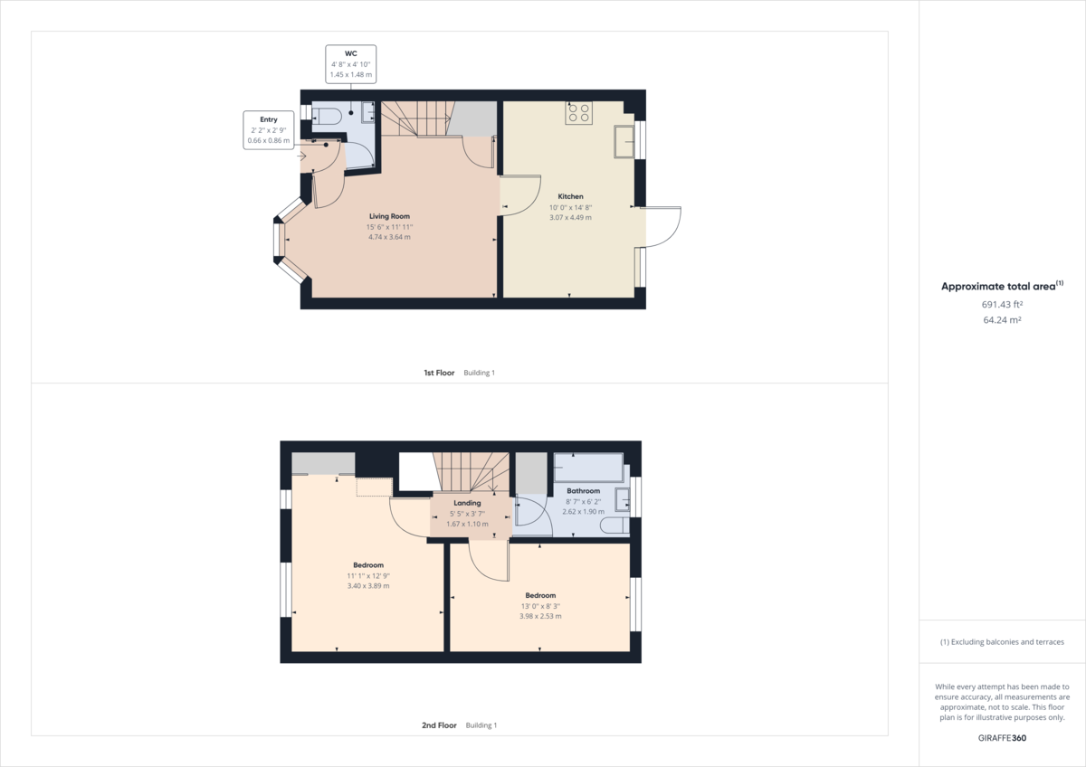 2 bed semi-detached house to rent in Milborne Road, Maidenbower, RH10 - Property floorplan