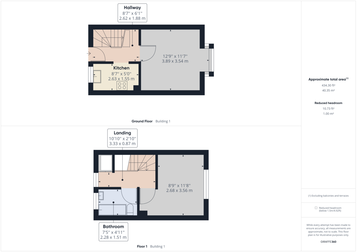 1 bed terraced house to rent in Kingsmead Place, Broadbridge Heath - Property floorplan