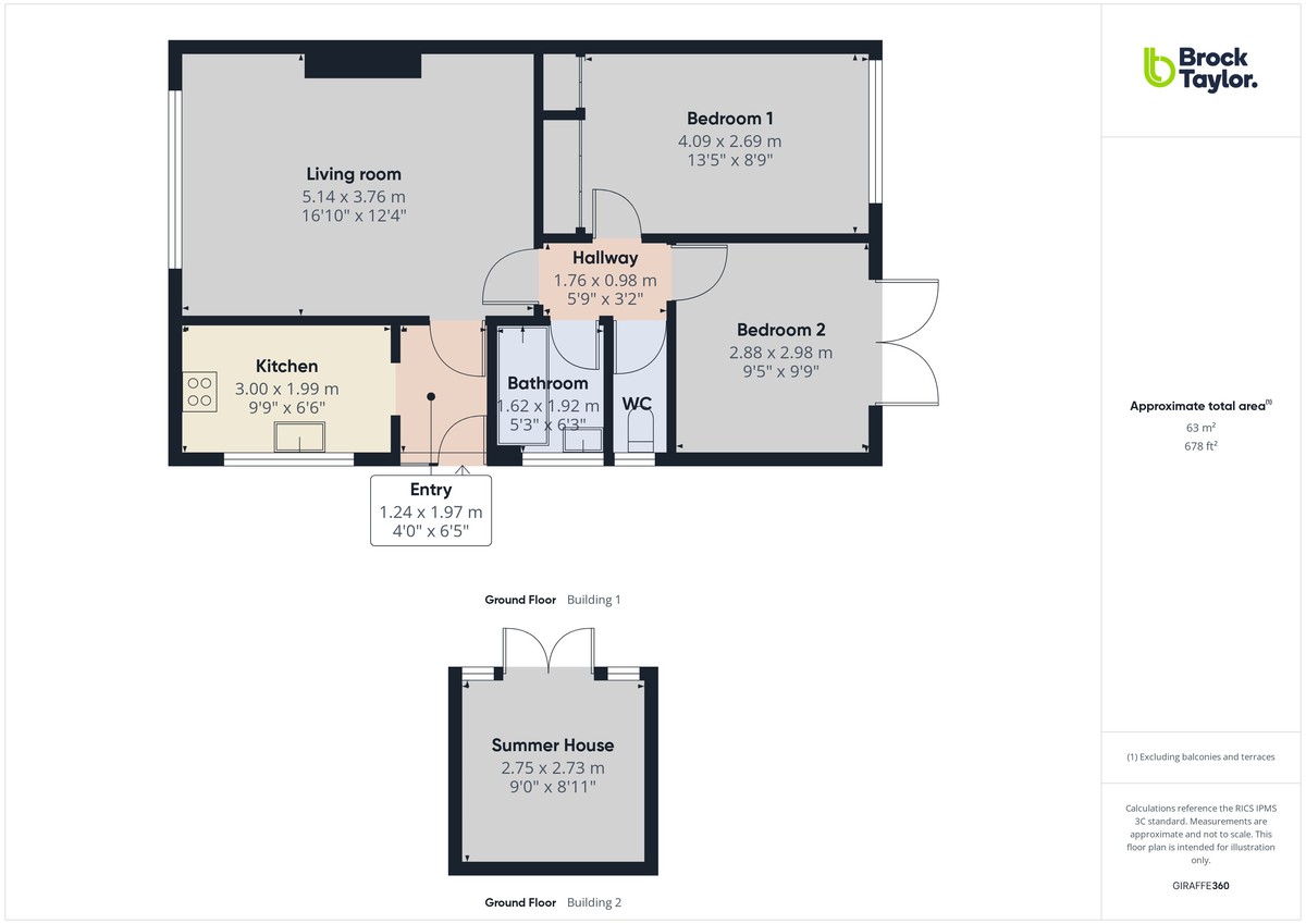 2 bed semi-detached bungalow to rent in Shepherds Way, Horsham - Property floorplan