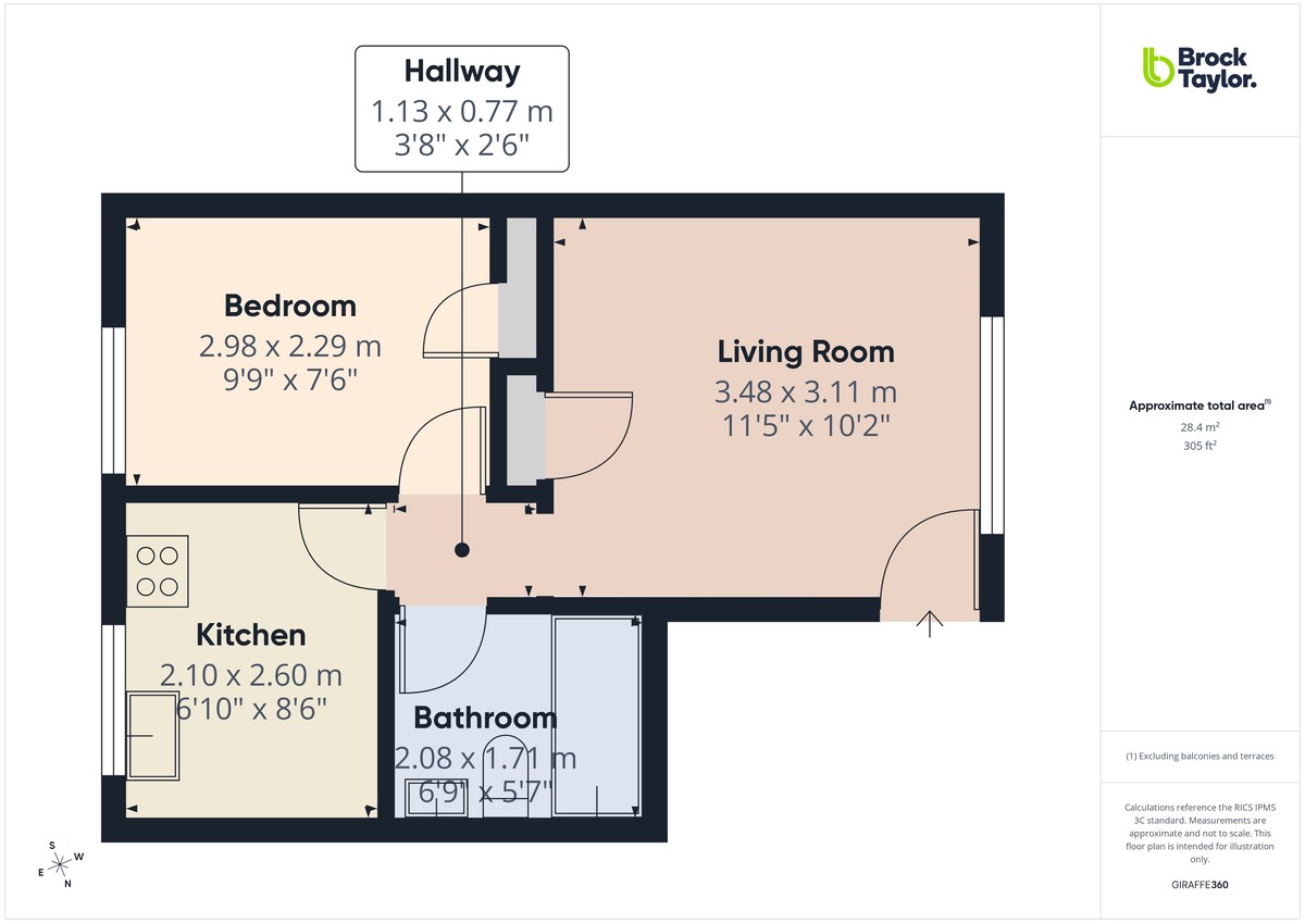 1 bed flat to rent in Hollin Court, Crawley - Property floorplan